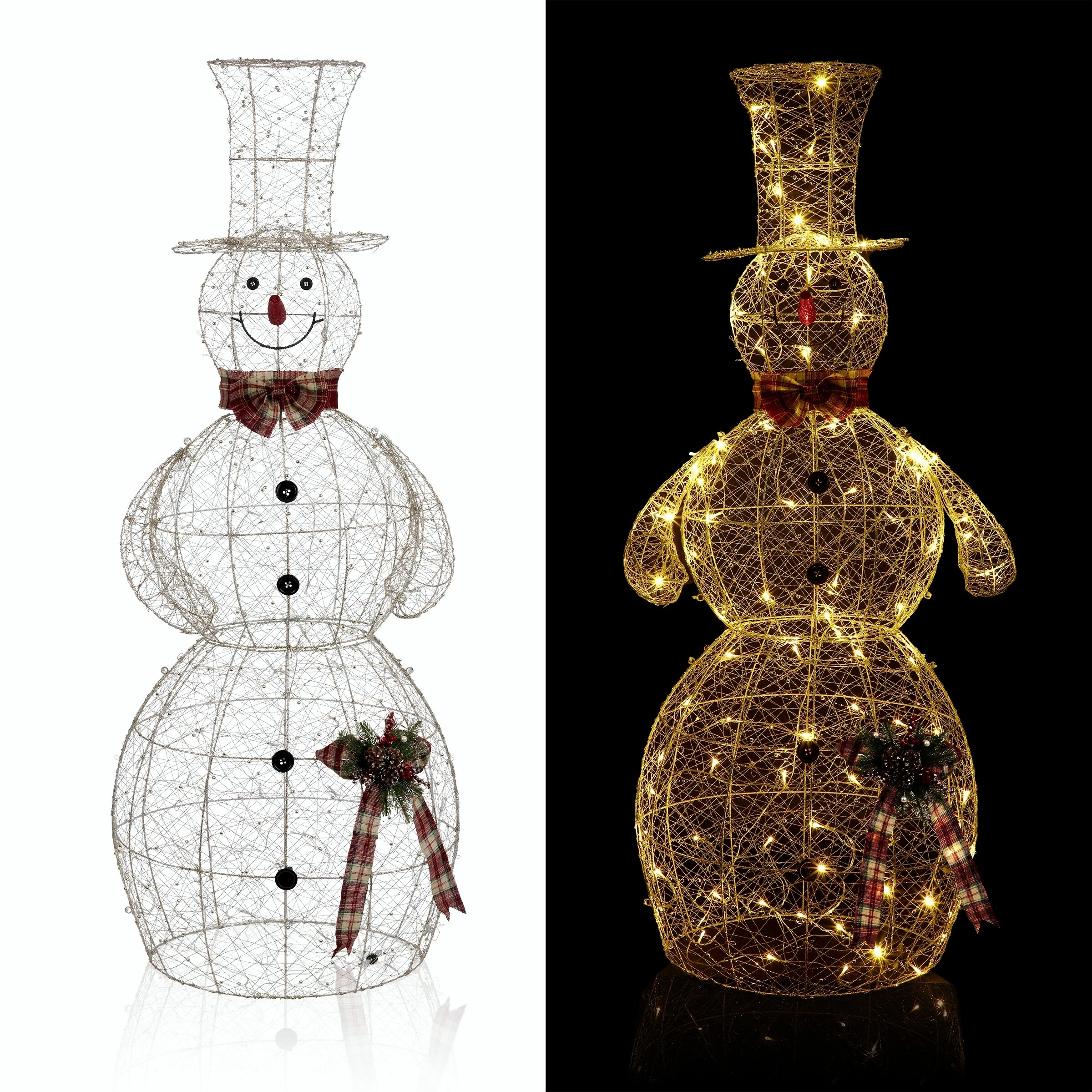 Best Sale ⌛ Alpine Corporation Gold Wire Holiday Décor Snowman With Warm White LED Lights 🌟 - Image 2