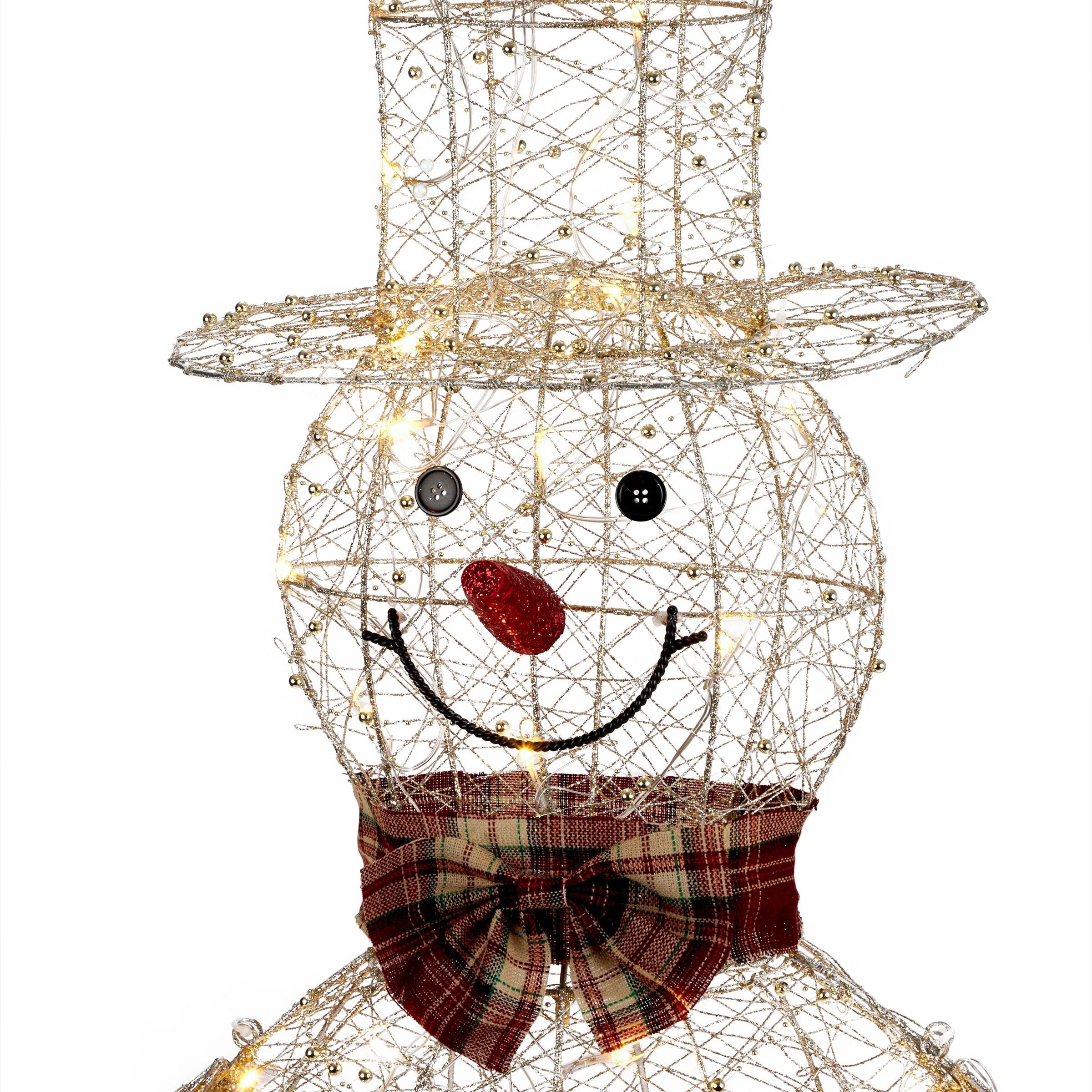 Best Sale ⌛ Alpine Corporation Gold Wire Holiday Décor Snowman With Warm White LED Lights 🌟 - Image 11