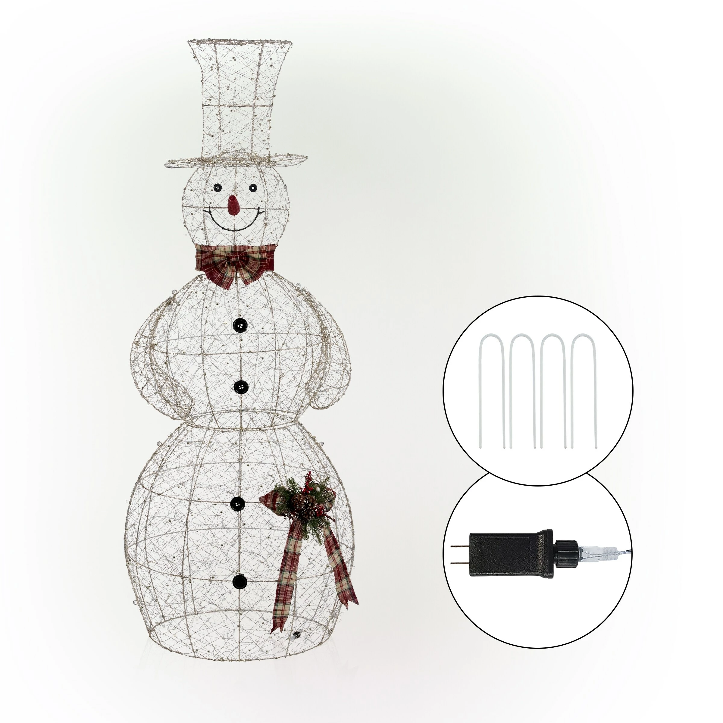 Best Sale ⌛ Alpine Corporation Gold Wire Holiday Décor Snowman With Warm White LED Lights 🌟 - Image 12
