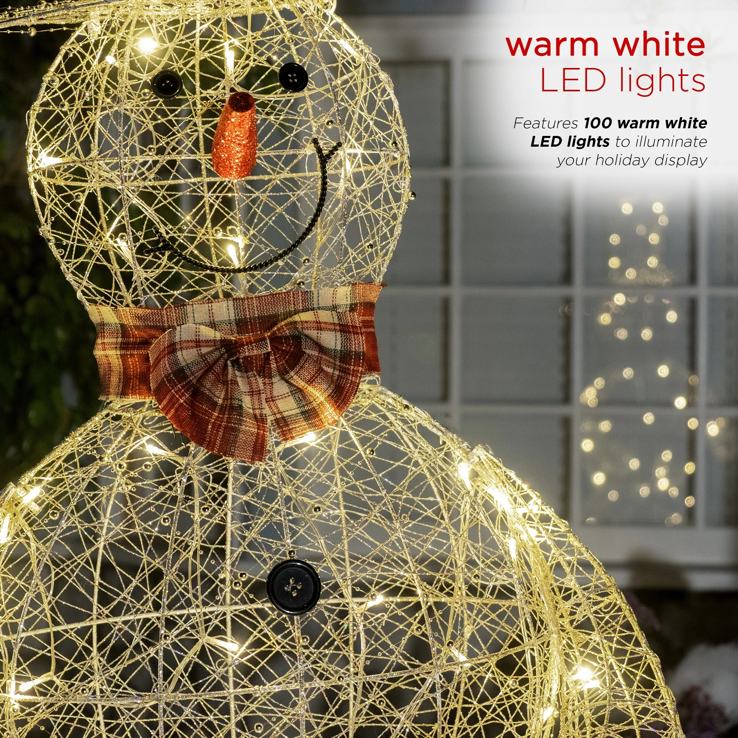 Best Sale ⌛ Alpine Corporation Gold Wire Holiday Décor Snowman With Warm White LED Lights 🌟 - Image 5