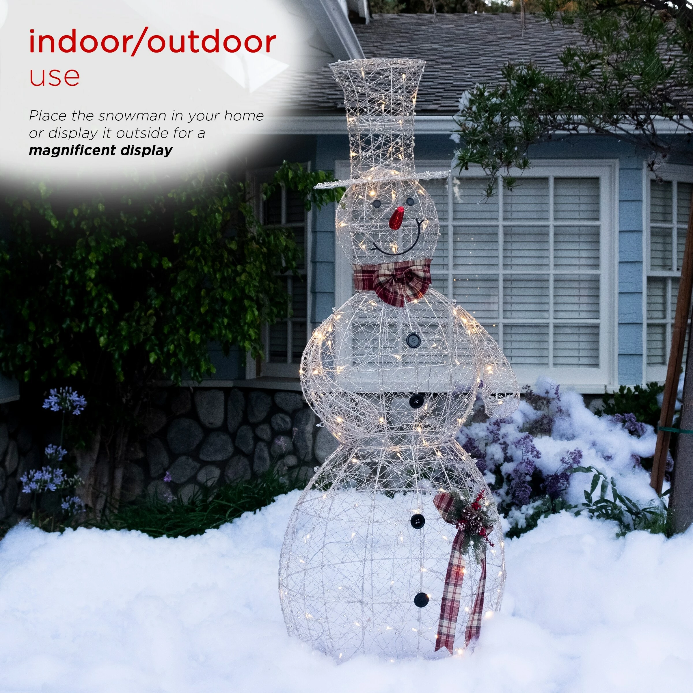 Best Sale ⌛ Alpine Corporation Gold Wire Holiday Décor Snowman With Warm White LED Lights 🌟 - Image 7