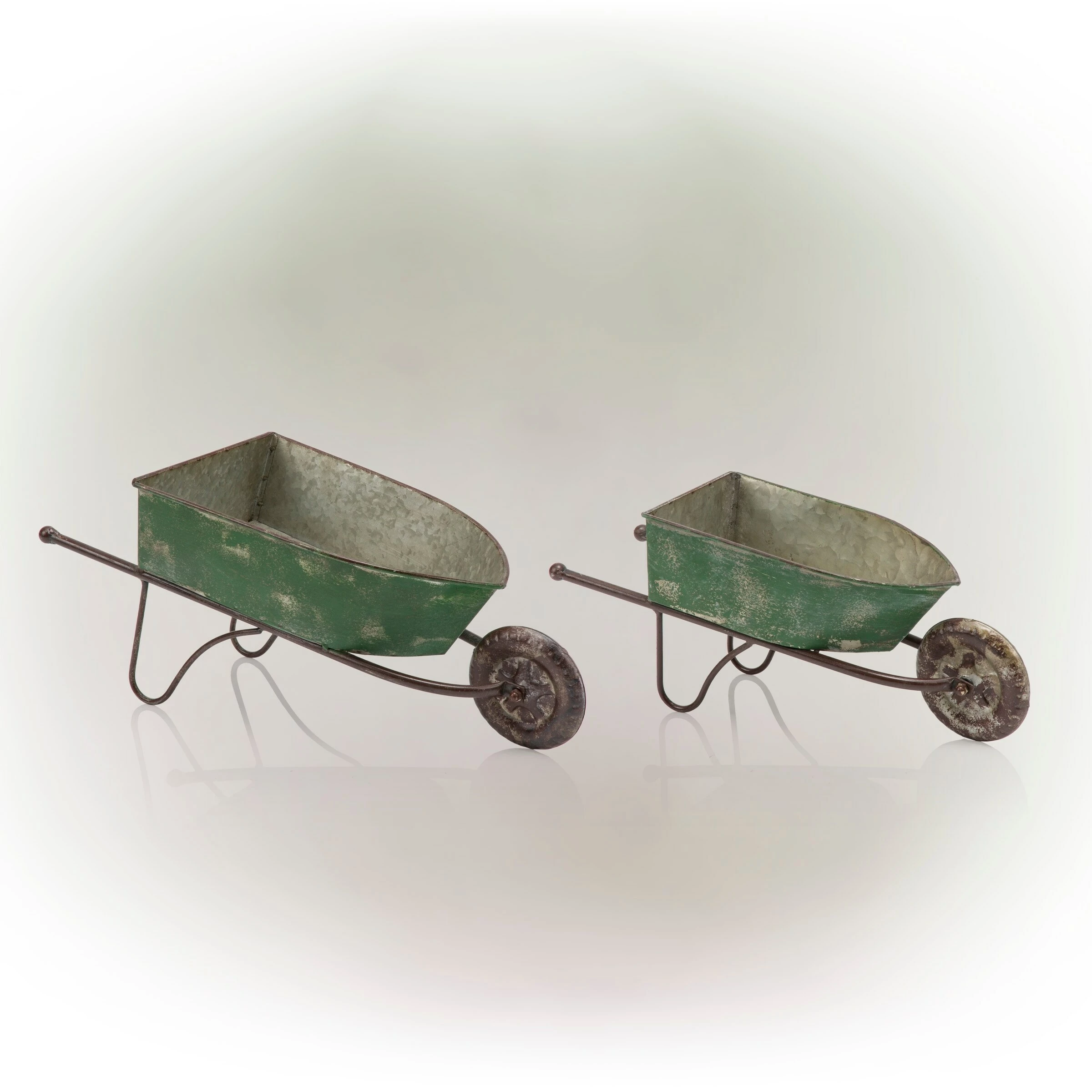 Hot Sale π€© Alpine Corporation Pack Of 2 Indoor/Outdoor Rustic Wheelbarrow Planter Decorations, Green π 4 Hot Sale π€© Alpine Corporation Pack Of 2 Indoor/Outdoor Rustic Wheelbarrow Planter Decorations, Green π - Image 2