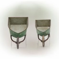 Hot Sale π€© Alpine Corporation Pack Of 2 Indoor/Outdoor Rustic Wheelbarrow Planter Decorations, Green π 20 Hot Sale π€© Alpine Corporation Pack Of 2 Indoor/Outdoor Rustic Wheelbarrow Planter Decorations, Green π -Alpine Corporation Sales Alpine Corporation Green Rustic Wheelbarrow Garden Planter 2