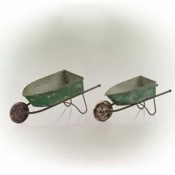 Hot Sale π€© Alpine Corporation Pack Of 2 Indoor/Outdoor Rustic Wheelbarrow Planter Decorations, Green π 21 Hot Sale π€© Alpine Corporation Pack Of 2 Indoor/Outdoor Rustic Wheelbarrow Planter Decorations, Green π -Alpine Corporation Sales Alpine Corporation Green Rustic Wheelbarrow Garden Planter 3