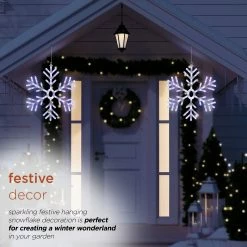 New 🎉 Alpine Corporation 24"H Indoor/Outdoor Hanging Snowflake Decoration With LED Lights 💯 -Alpine Corporation Sales Alpine Corporation Hanging Snowflake2C LED Lights and Remote Control 1