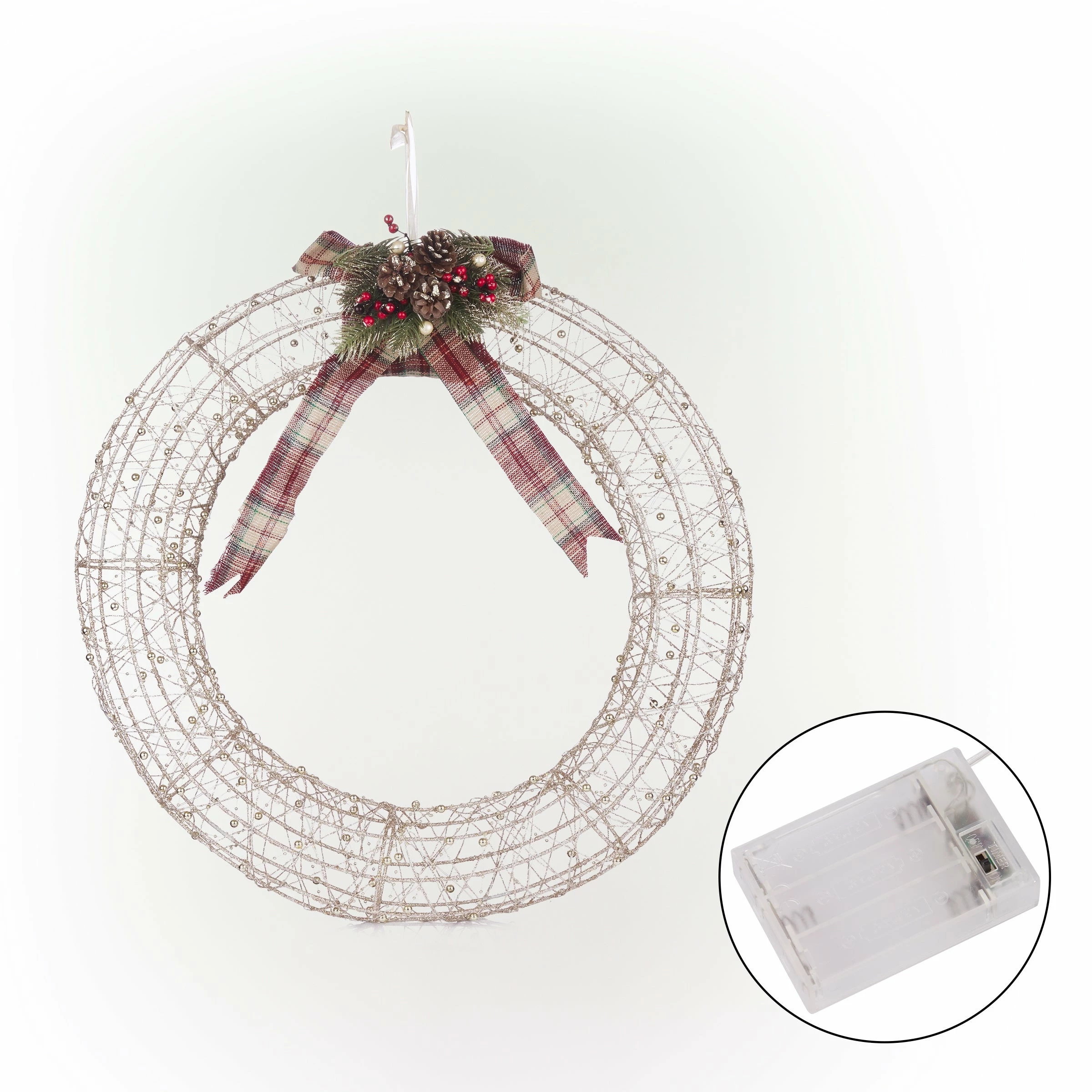 Best Sale π Alpine Corporation Hanging Wreath Decoration With LED Lights, Gold βοΈ - Image 12