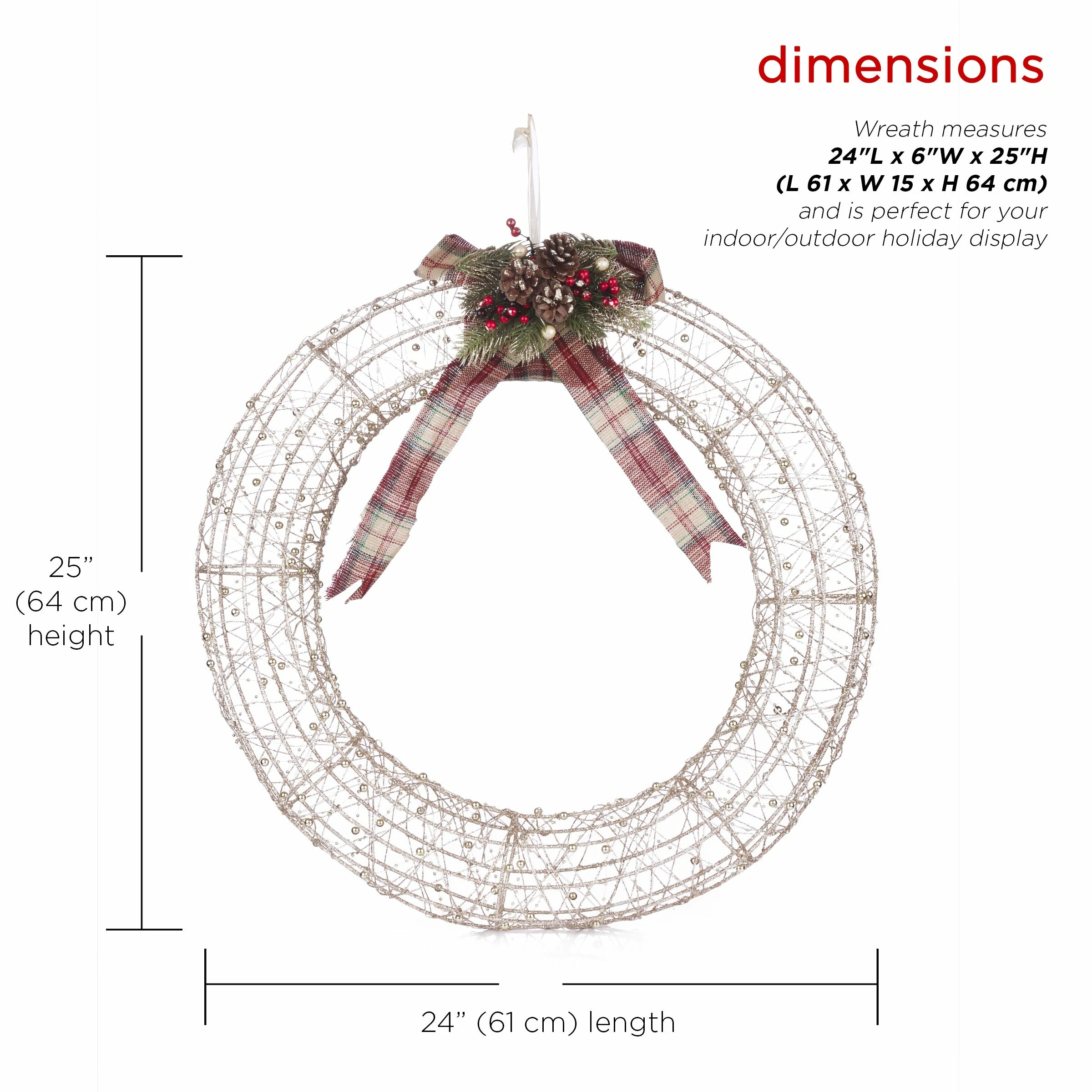 Best Sale π Alpine Corporation Hanging Wreath Decoration With LED Lights, Gold βοΈ - Image 3