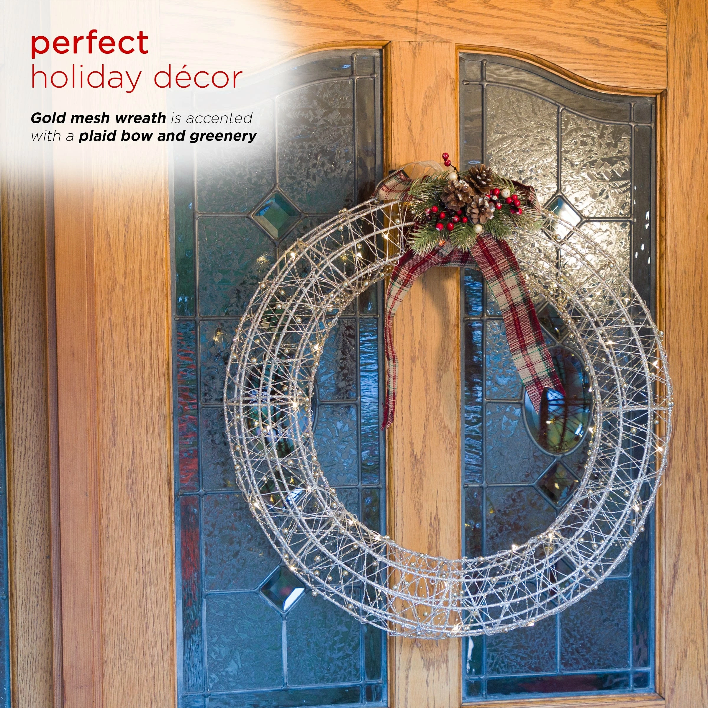 Best Sale π Alpine Corporation Hanging Wreath Decoration With LED Lights, Gold βοΈ - Image 4