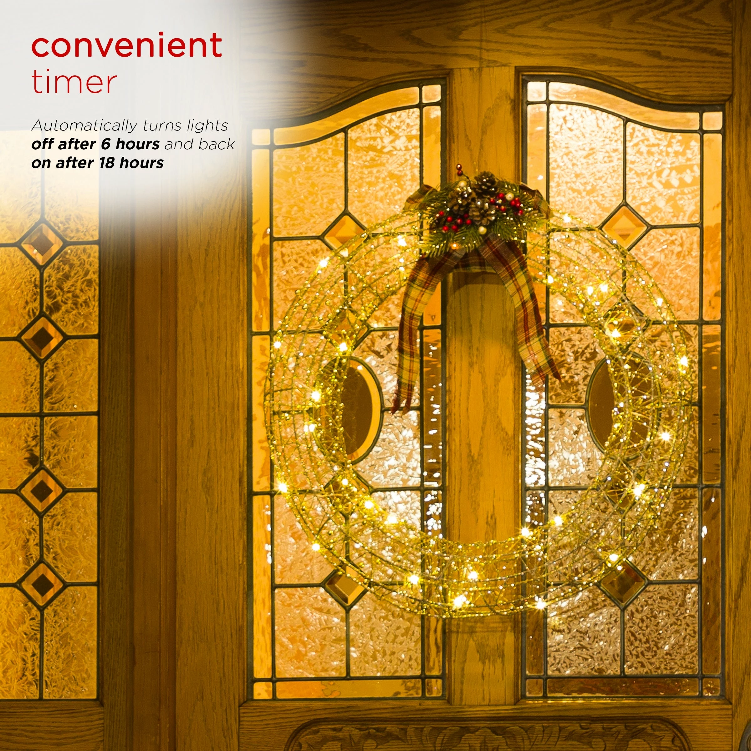 Best Sale π Alpine Corporation Hanging Wreath Decoration With LED Lights, Gold βοΈ - Image 7
