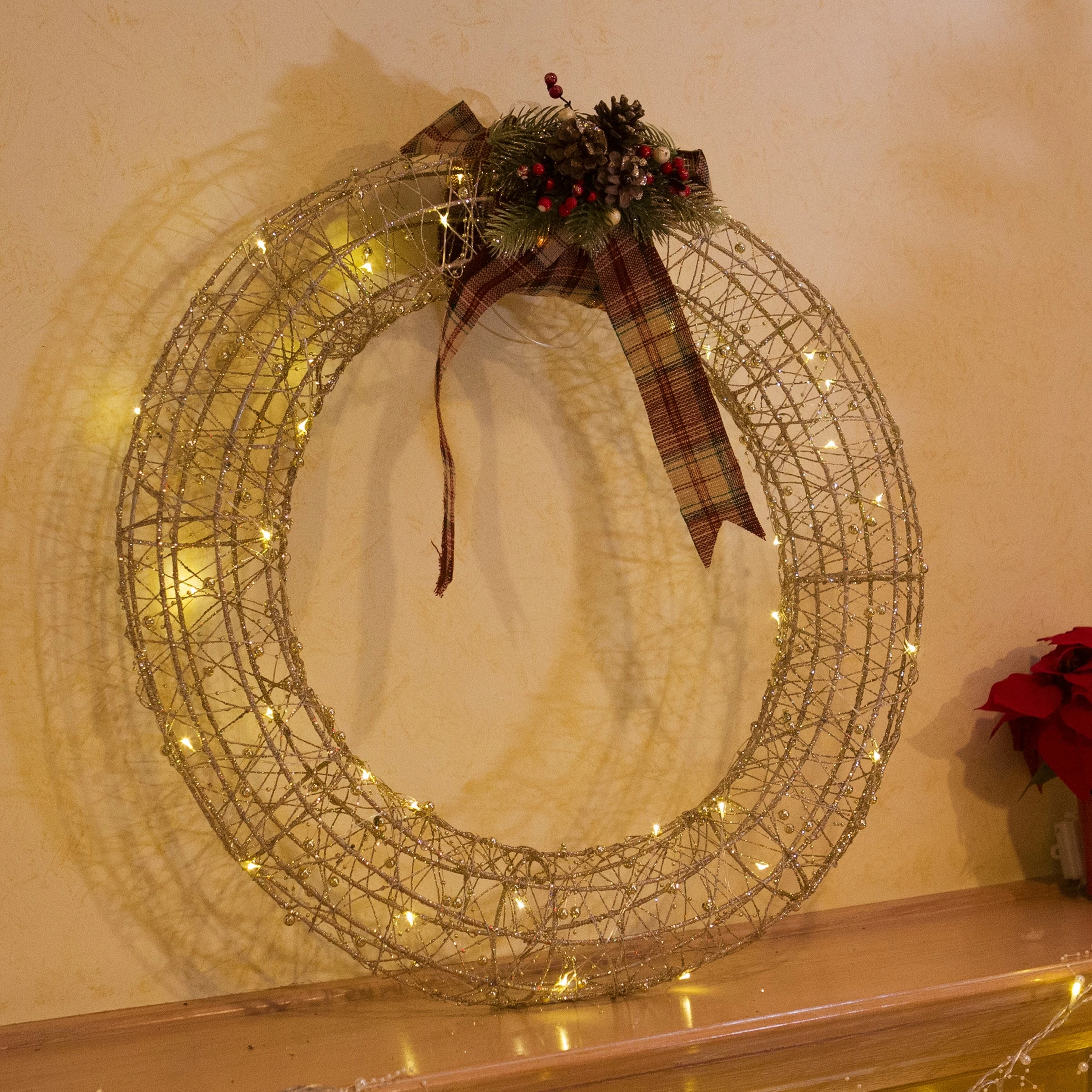 Best Sale π Alpine Corporation Hanging Wreath Decoration With LED Lights, Gold βοΈ - Image 8