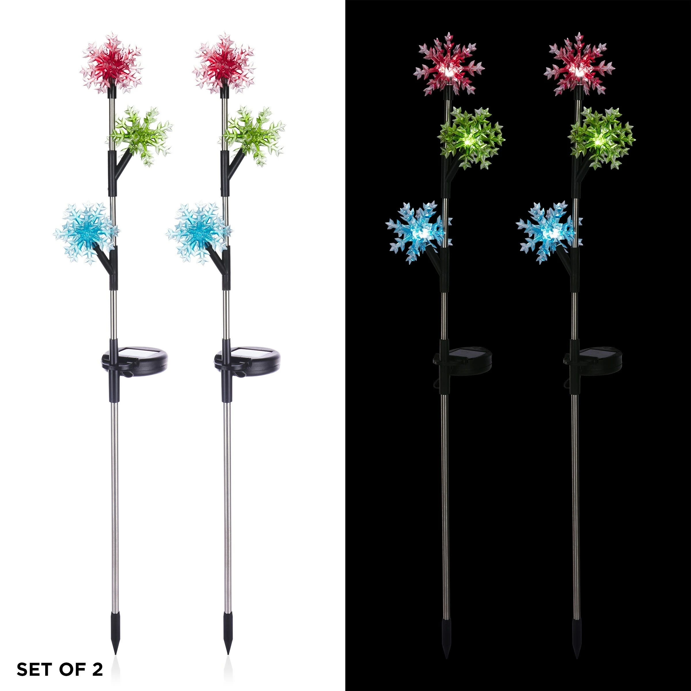 Top 10 β Alpine Corporation Holiday Decor Acrylic 3-Tier Snowflake Stakes With Solar Powered LED Lights, 2-Pack π - Image 2