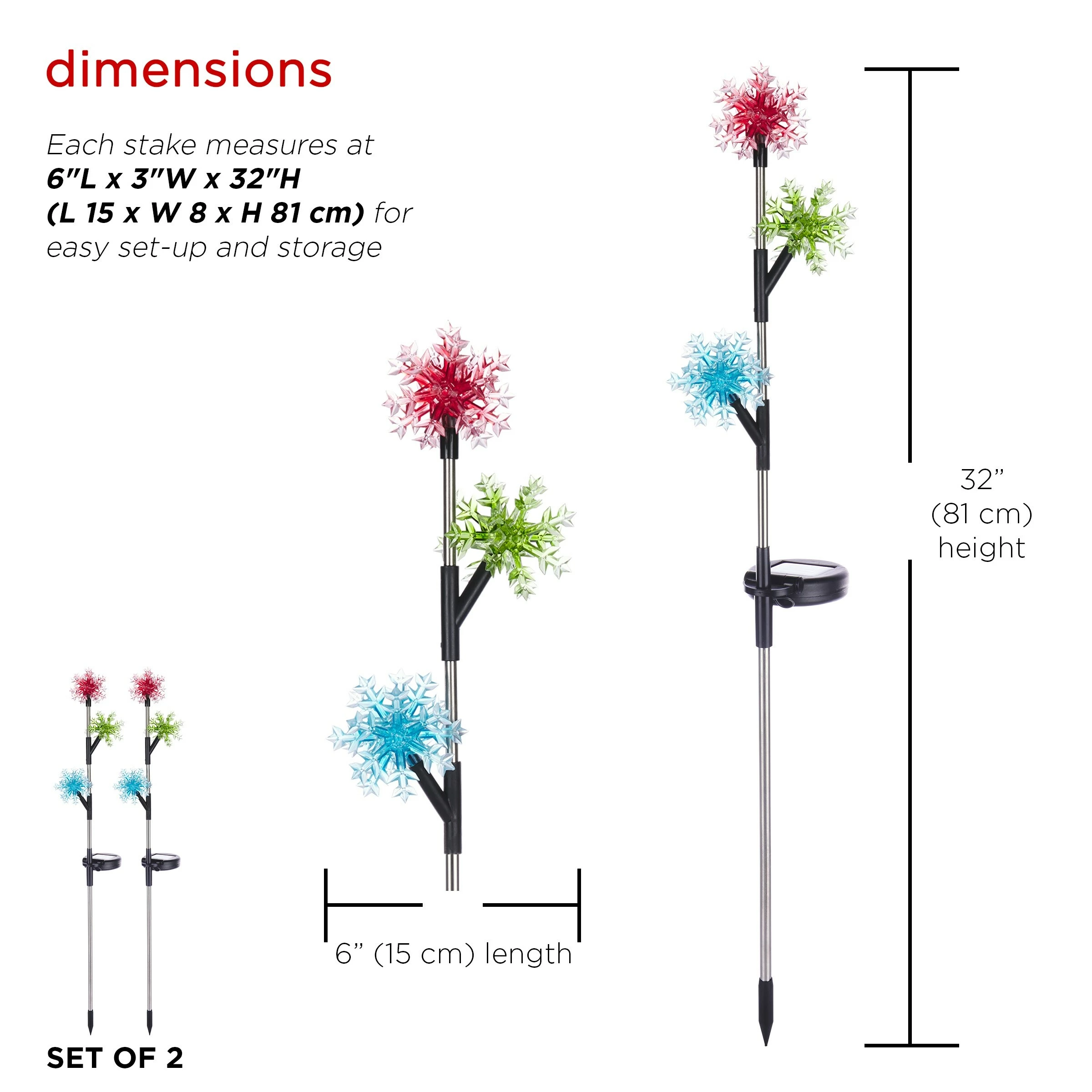Top 10 β Alpine Corporation Holiday Decor Acrylic 3-Tier Snowflake Stakes With Solar Powered LED Lights, 2-Pack π - Image 3
