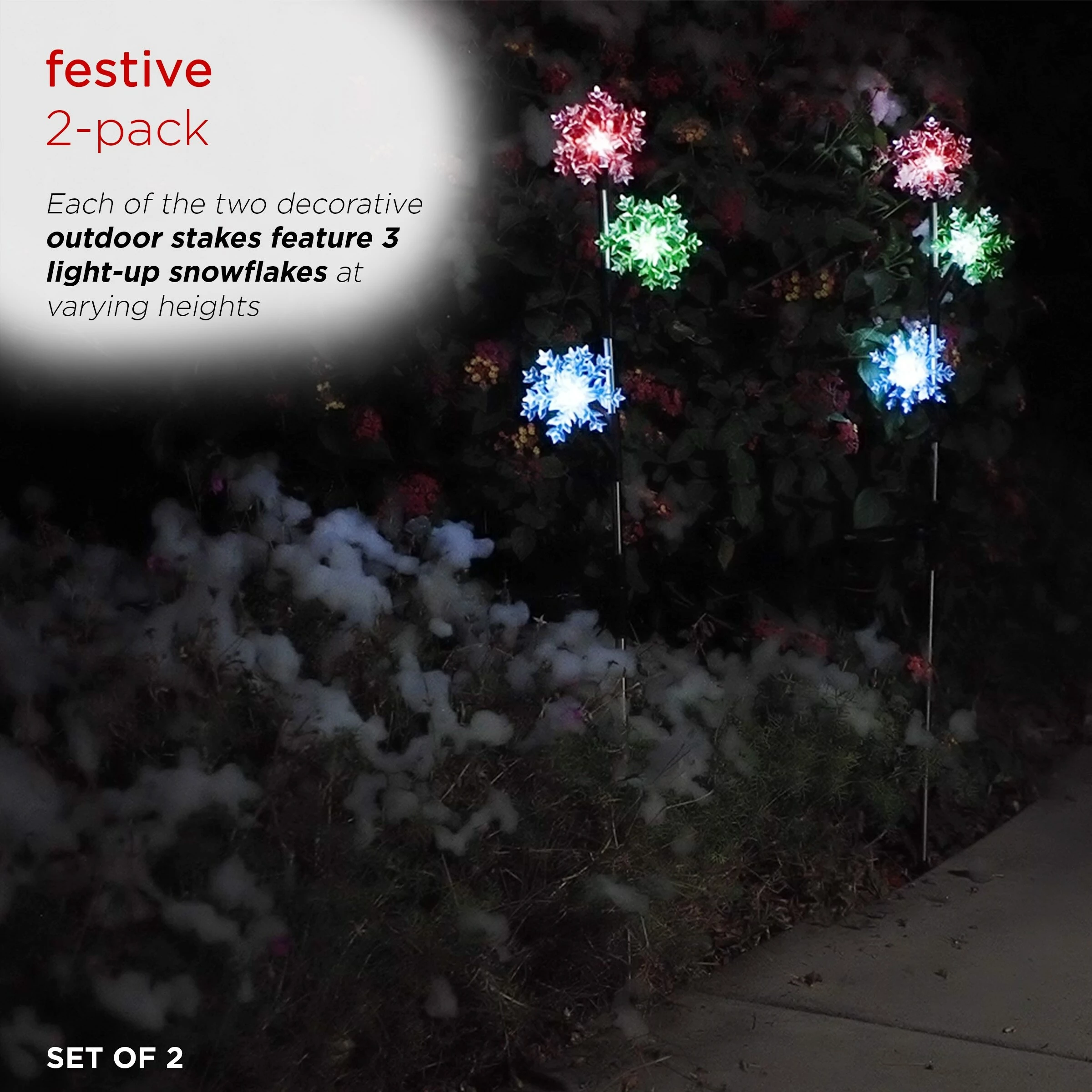 Top 10 β Alpine Corporation Holiday Decor Acrylic 3-Tier Snowflake Stakes With Solar Powered LED Lights, 2-Pack π - Image 4