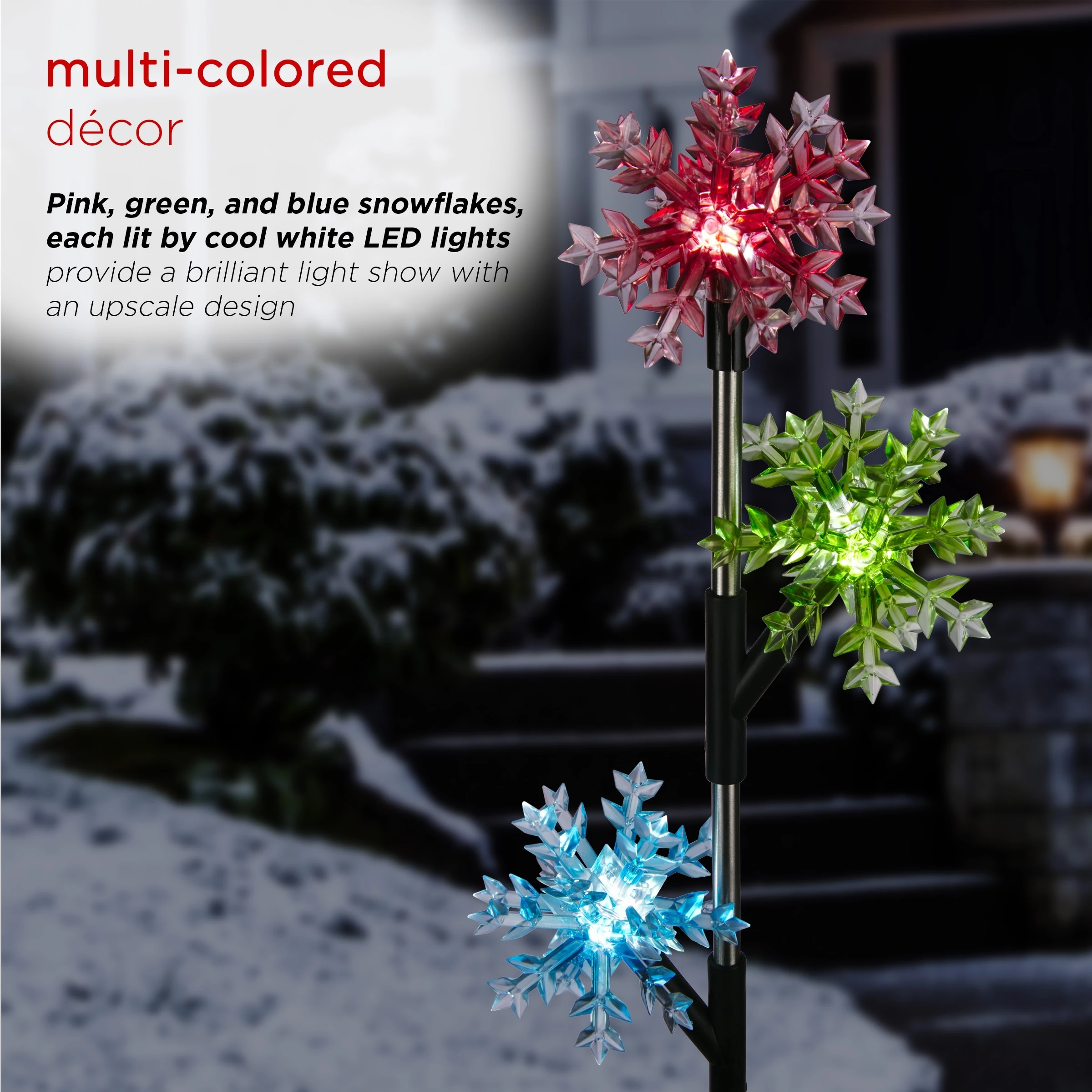 Top 10 β Alpine Corporation Holiday Decor Acrylic 3-Tier Snowflake Stakes With Solar Powered LED Lights, 2-Pack π - Image 5