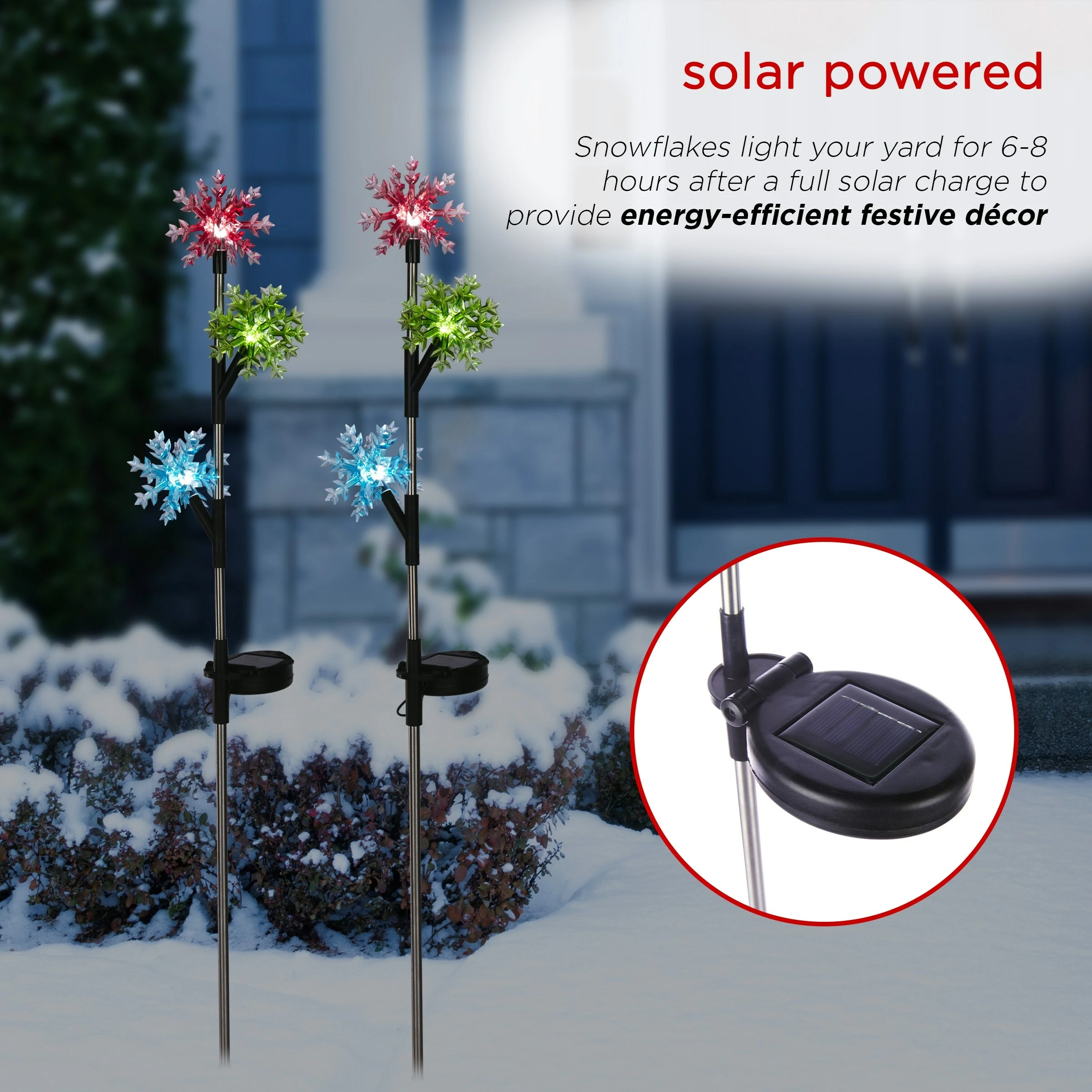 Top 10 β Alpine Corporation Holiday Decor Acrylic 3-Tier Snowflake Stakes With Solar Powered LED Lights, 2-Pack π - Image 6