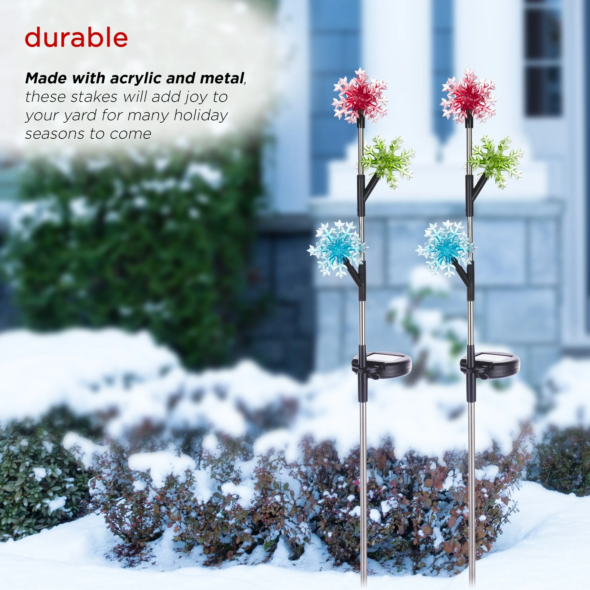 Top 10 β Alpine Corporation Holiday Decor Acrylic 3-Tier Snowflake Stakes With Solar Powered LED Lights, 2-Pack π - Image 7