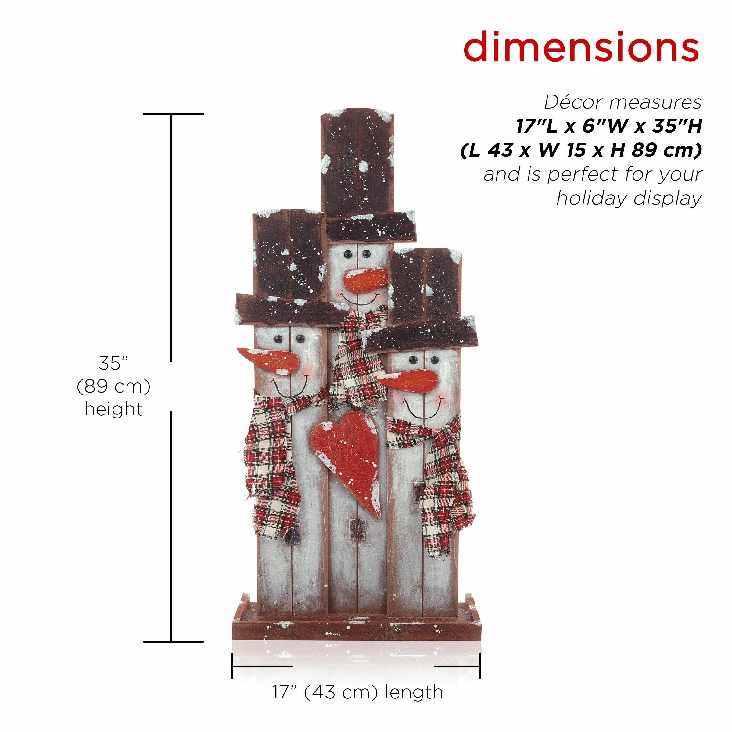 Coupon π Alpine Corporation Holiday Decor Wooden Snowmen Trio With Scarves Statue π - Image 3