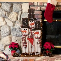 Coupon 🎁 Alpine Corporation Holiday Decor Wooden Snowmen Trio With Scarves Statue 🎉