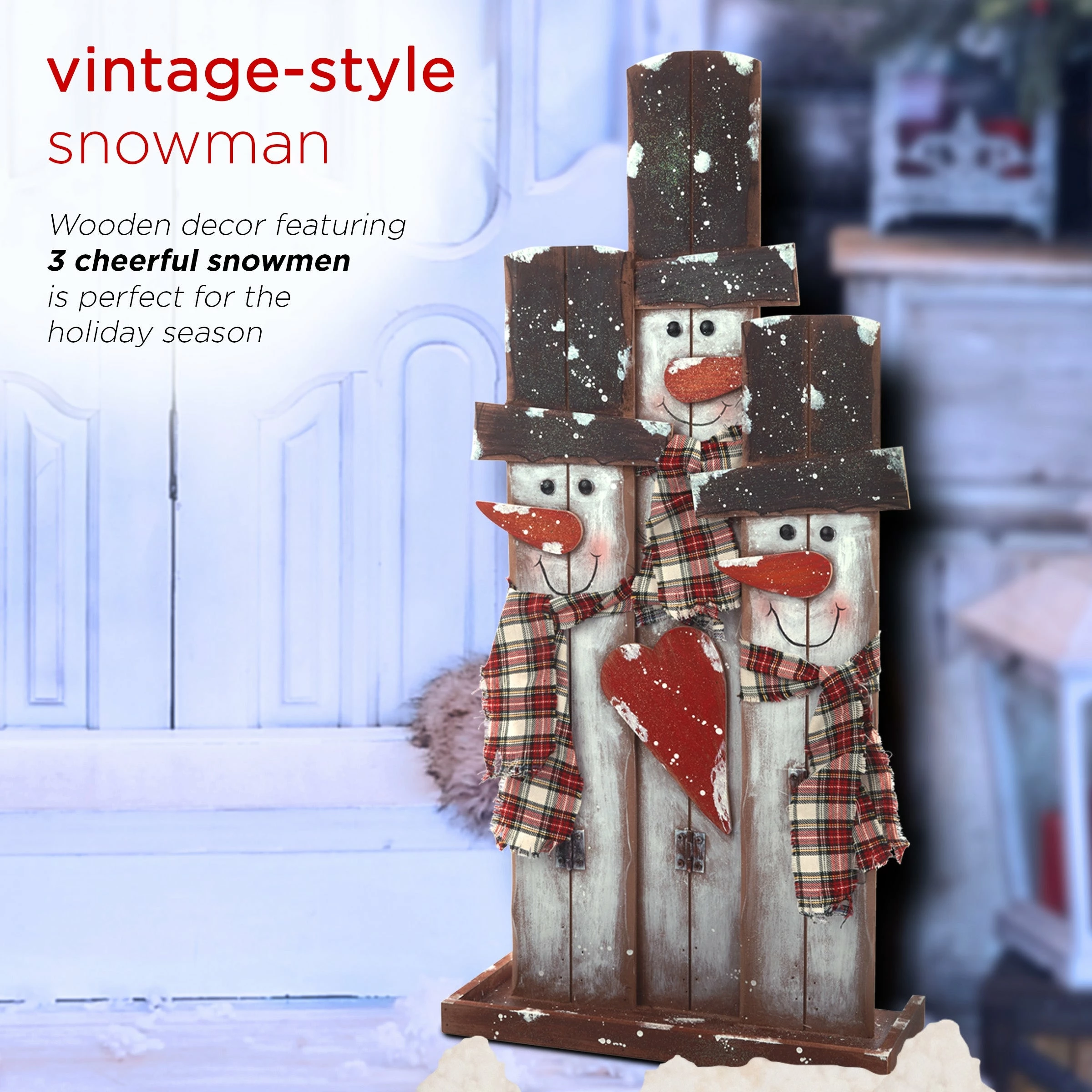 Coupon π Alpine Corporation Holiday Decor Wooden Snowmen Trio With Scarves Statue π - Image 4
