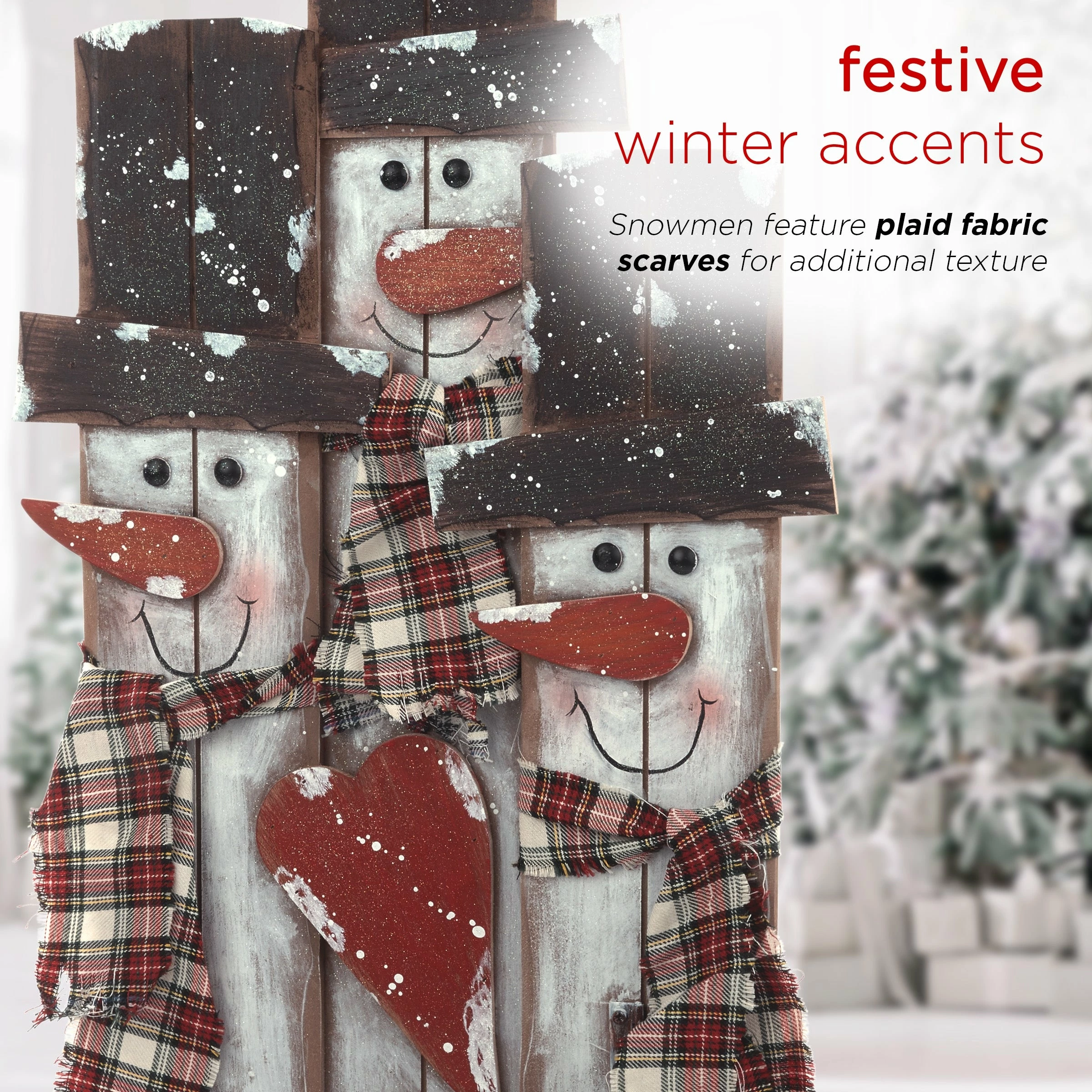 Coupon π Alpine Corporation Holiday Decor Wooden Snowmen Trio With Scarves Statue π - Image 5