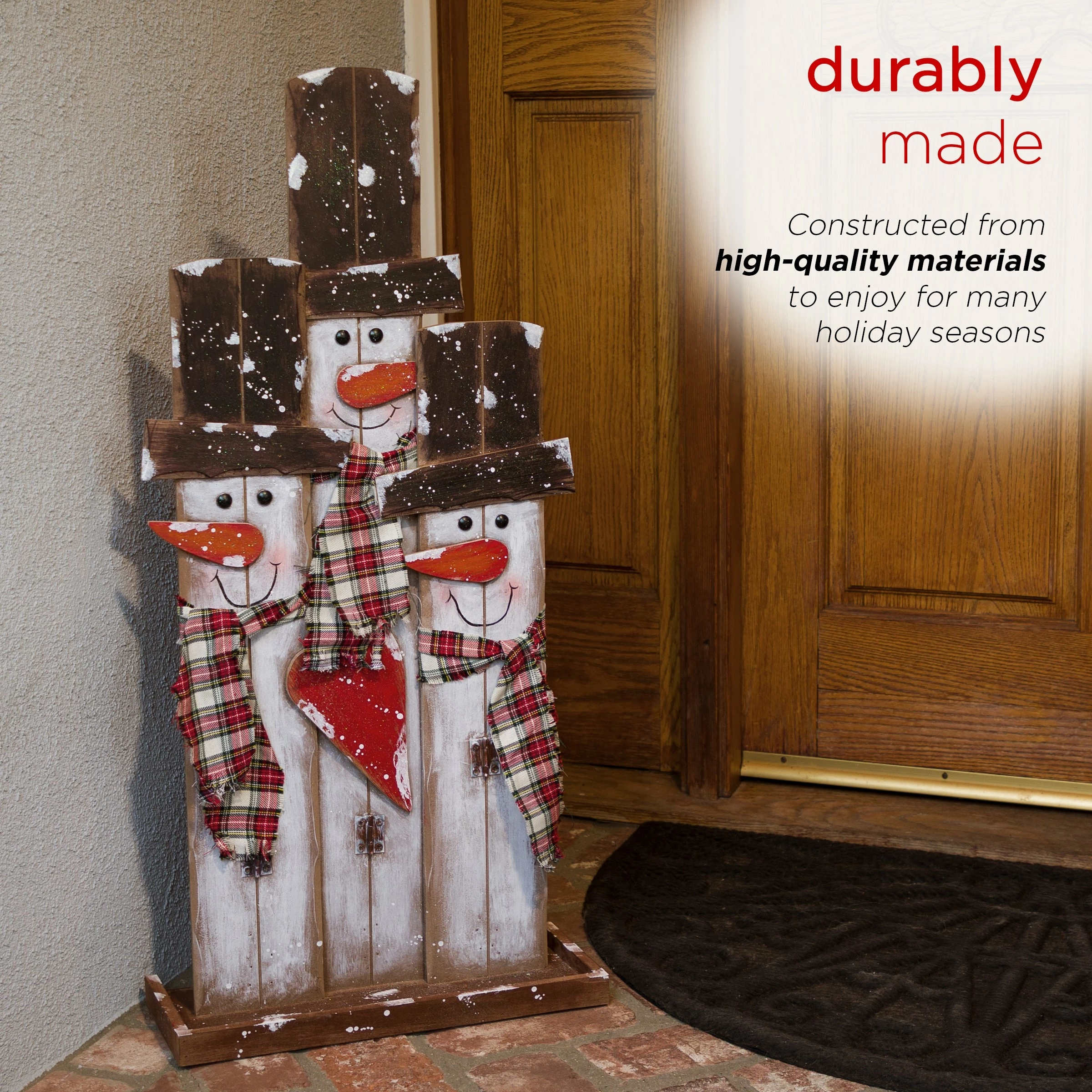 Coupon π Alpine Corporation Holiday Decor Wooden Snowmen Trio With Scarves Statue π - Image 7