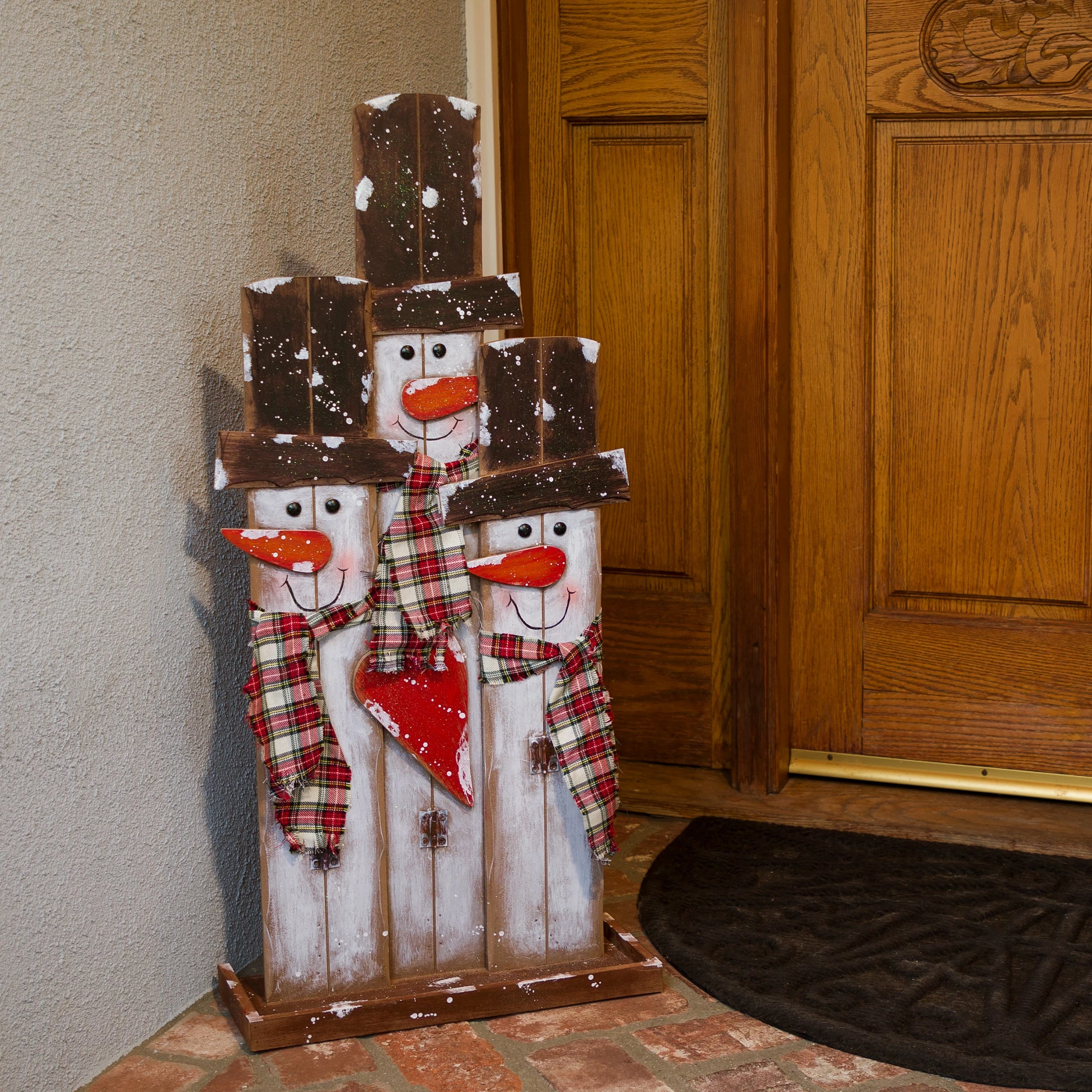 Coupon π Alpine Corporation Holiday Decor Wooden Snowmen Trio With Scarves Statue π - Image 8