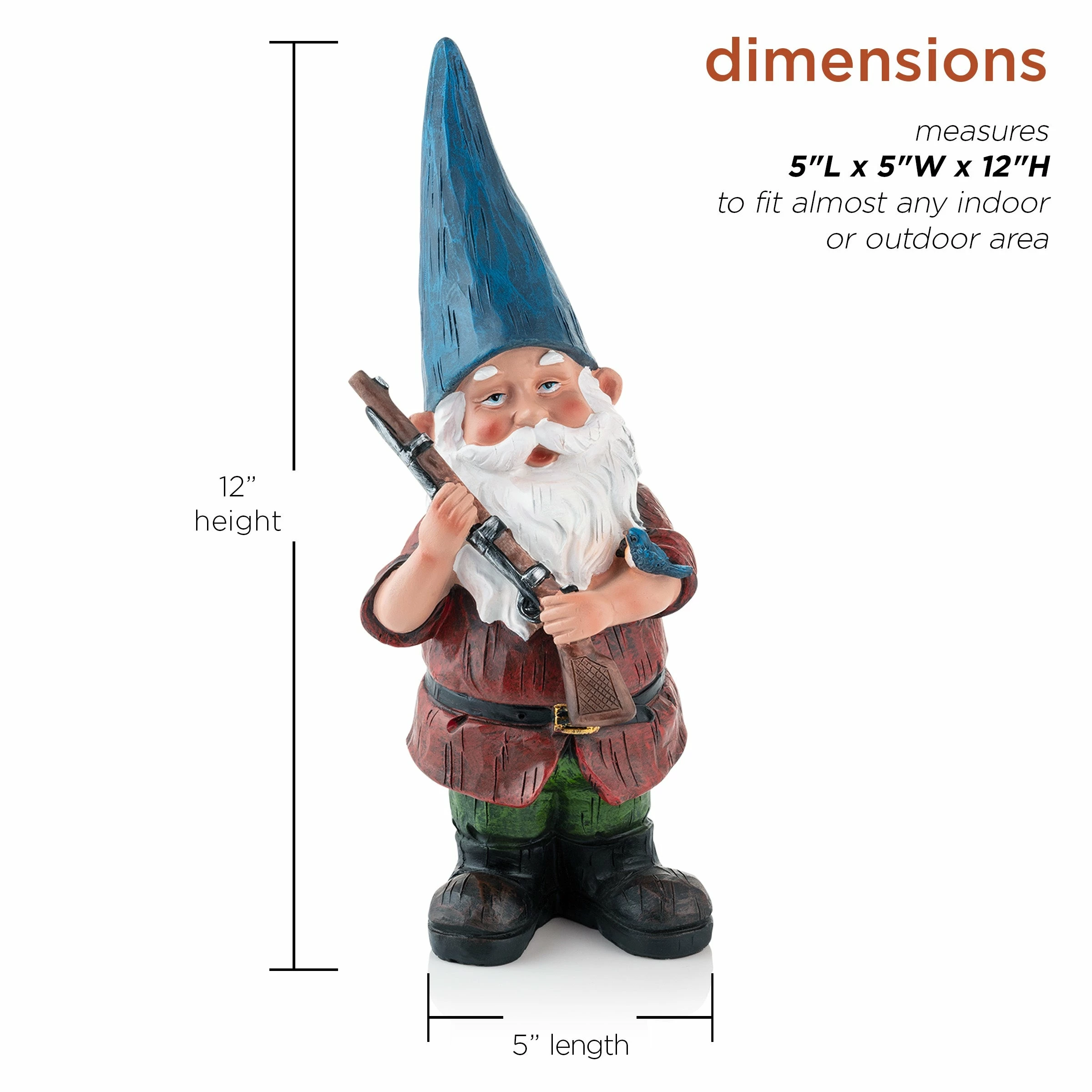 New π Alpine Corporation 12" Tall Outdoor Hunting Garden Gnome Yard Statue Blue π― - Image 3