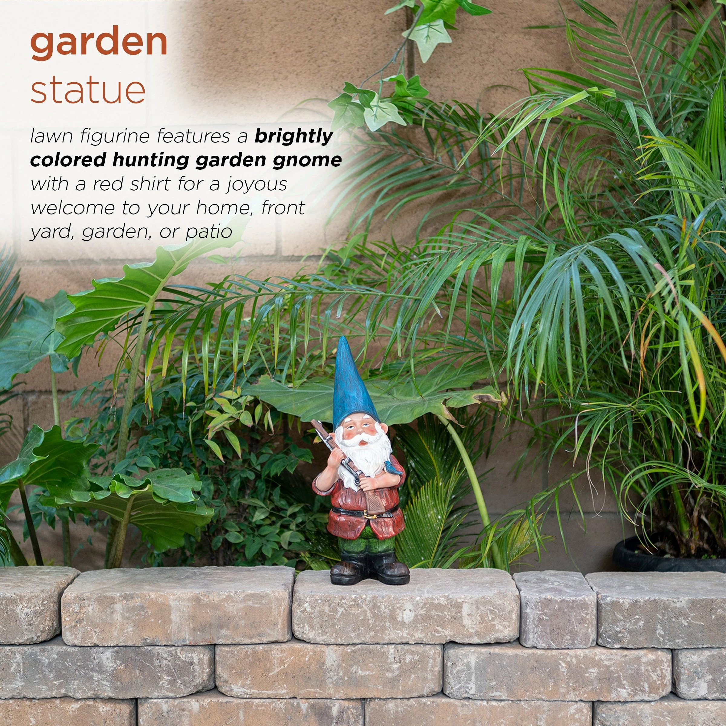 New π Alpine Corporation 12" Tall Outdoor Hunting Garden Gnome Yard Statue Blue π― - Image 4