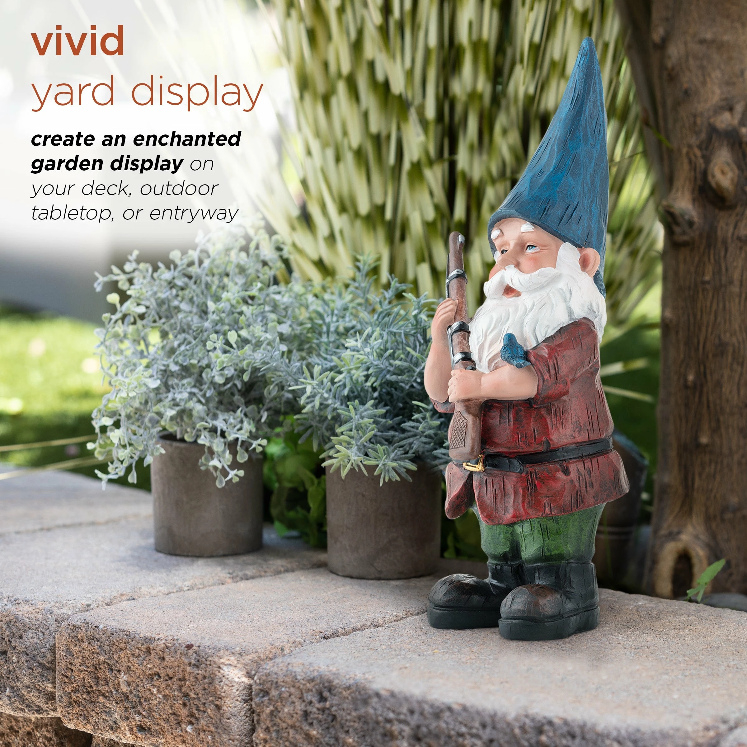 New π Alpine Corporation 12" Tall Outdoor Hunting Garden Gnome Yard Statue Blue π― - Image 6