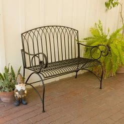 Cheap ❤️ Alpine Corporation Indoor/Outdoor 2-Person Metal Garden Bench Black ✔️ -Alpine Corporation Sales Alpine Corporation Indoor Outdoor 2 Person Metal Garden Bench 4