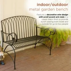 Cheap ❤️ Alpine Corporation Indoor/Outdoor 2-Person Metal Garden Bench Black ✔️ -Alpine Corporation Sales Alpine Corporation Indoor Outdoor 2 Person Metal Garden Bench 7