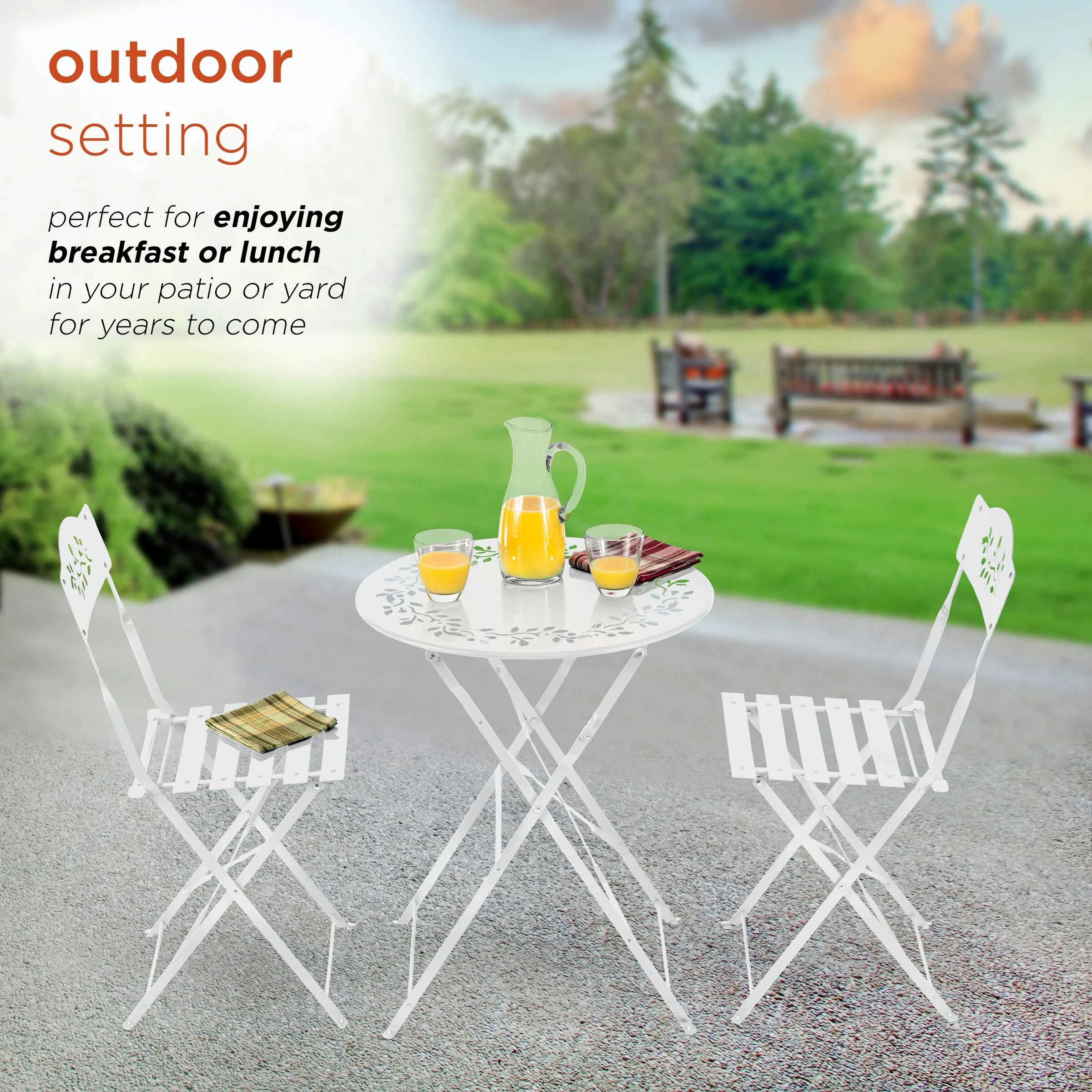 Hot Sale π Alpine Corporation Indoor/Outdoor 3-Piece Bistro Set Folding Table And Chairs Patio Seating Multi π₯° 6 Hot Sale π Alpine Corporation Indoor/Outdoor 3-Piece Bistro Set Folding Table And Chairs Patio Seating Multi π₯° - Image 4