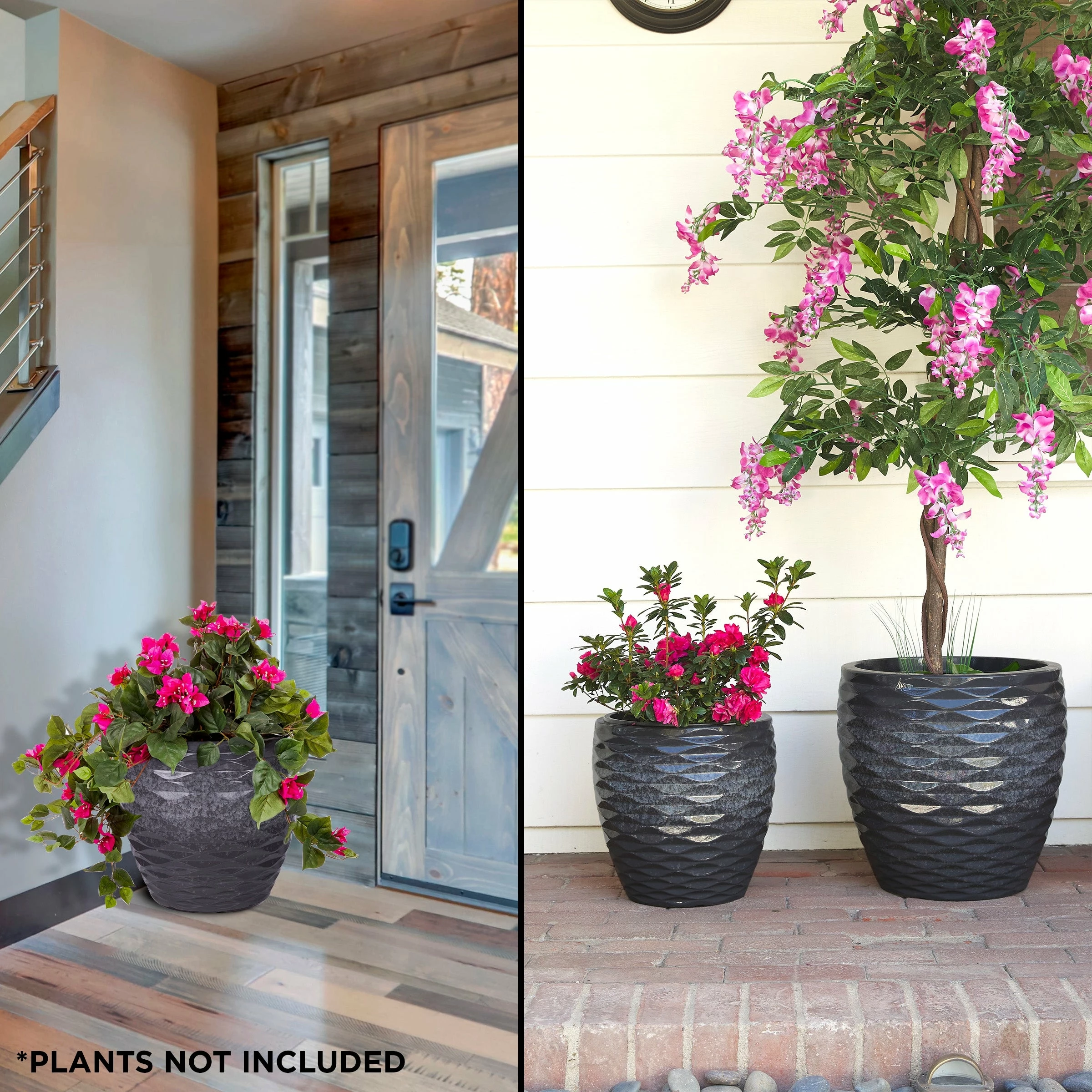 Flash Sale π Alpine Corporation Indoor/Outdoor Embossed Wave Planters With Drainage Holes (Set Of 2) Blue π₯° - Image 4