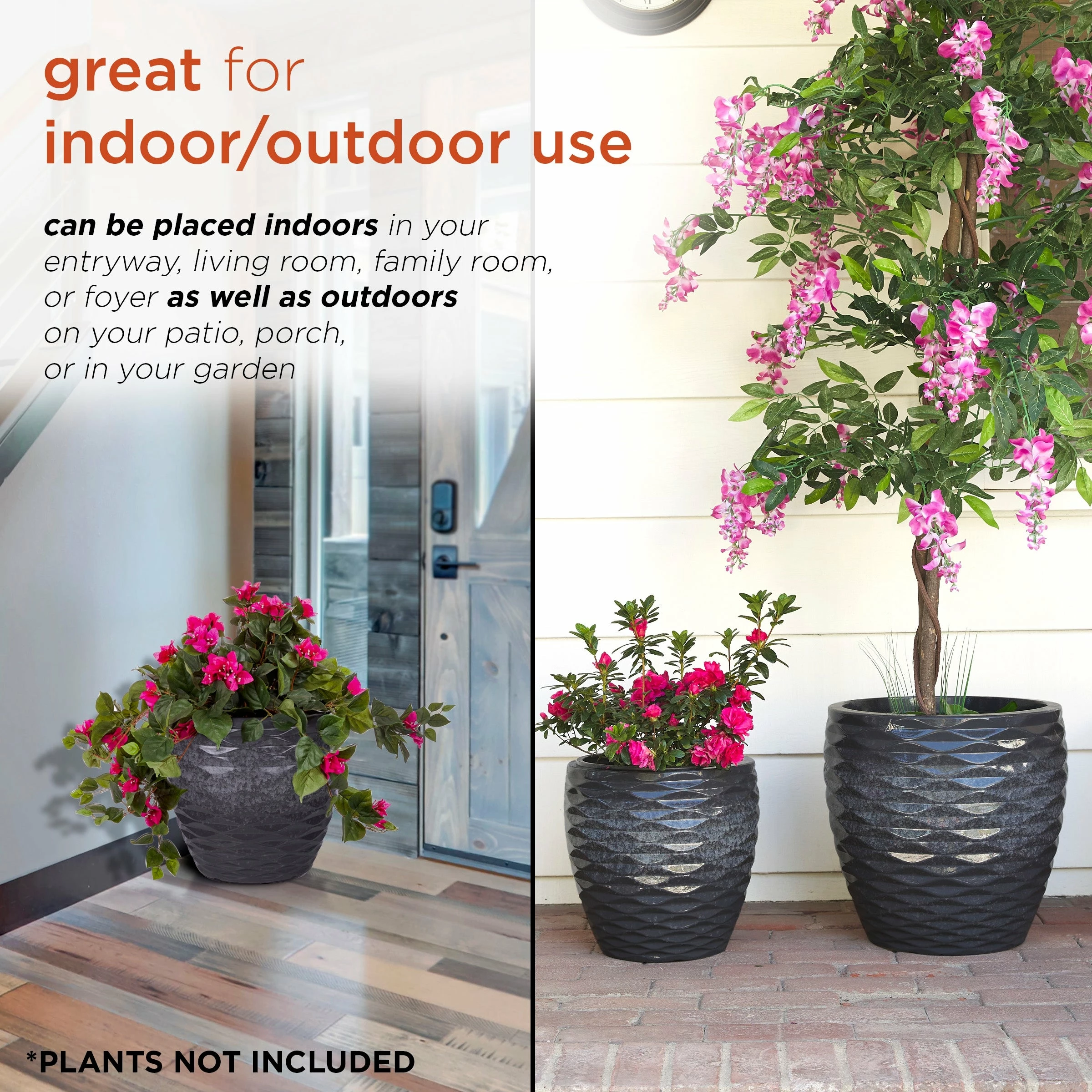 Flash Sale π Alpine Corporation Indoor/Outdoor Embossed Wave Planters With Drainage Holes (Set Of 2) Blue π₯° - Image 8