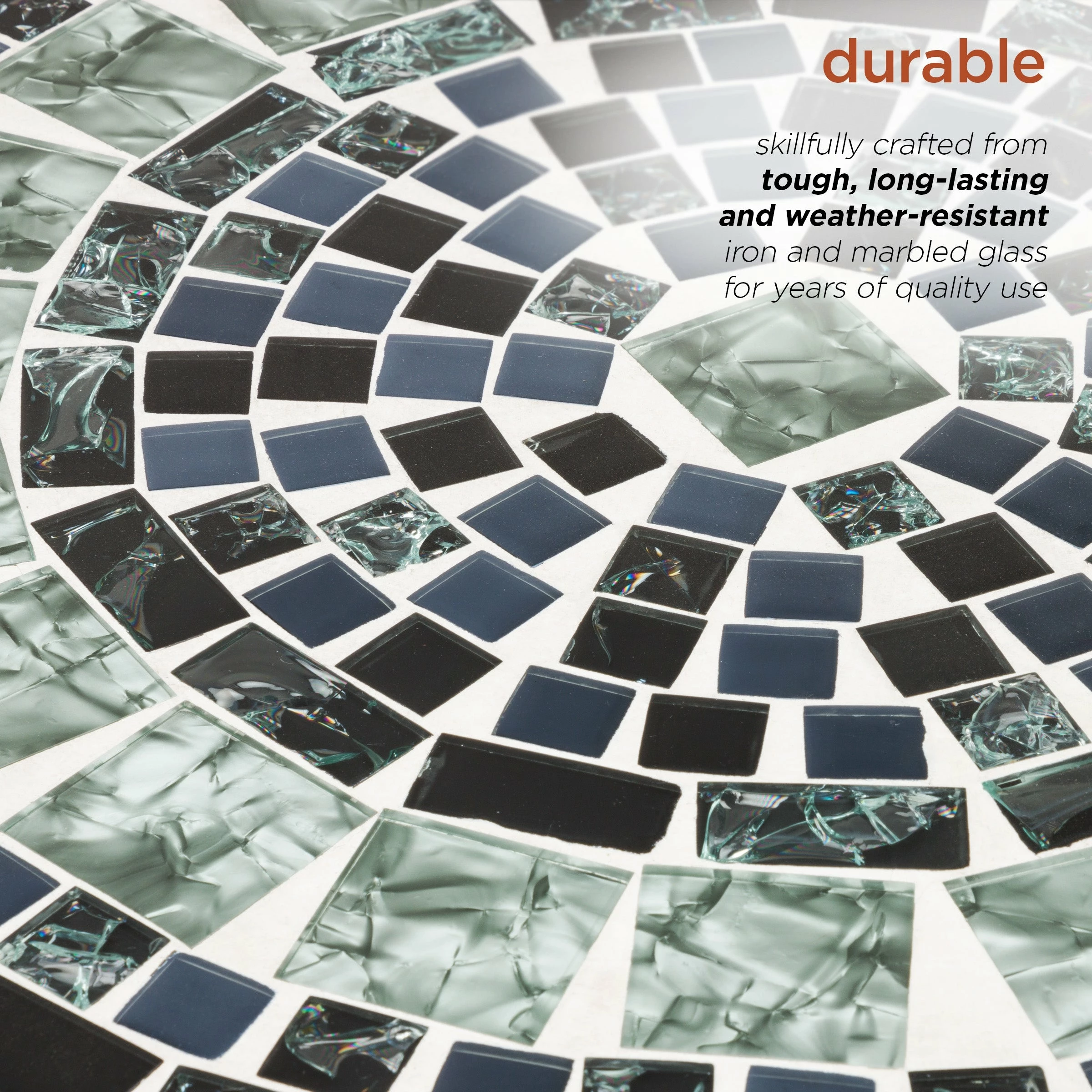 Best Sale β¨ Alpine Corporation Indoor/Outdoor Marbled Glass Mosaic 3-Piece Bistro Set Folding Table And Chairs Patio Seating β - Image 7