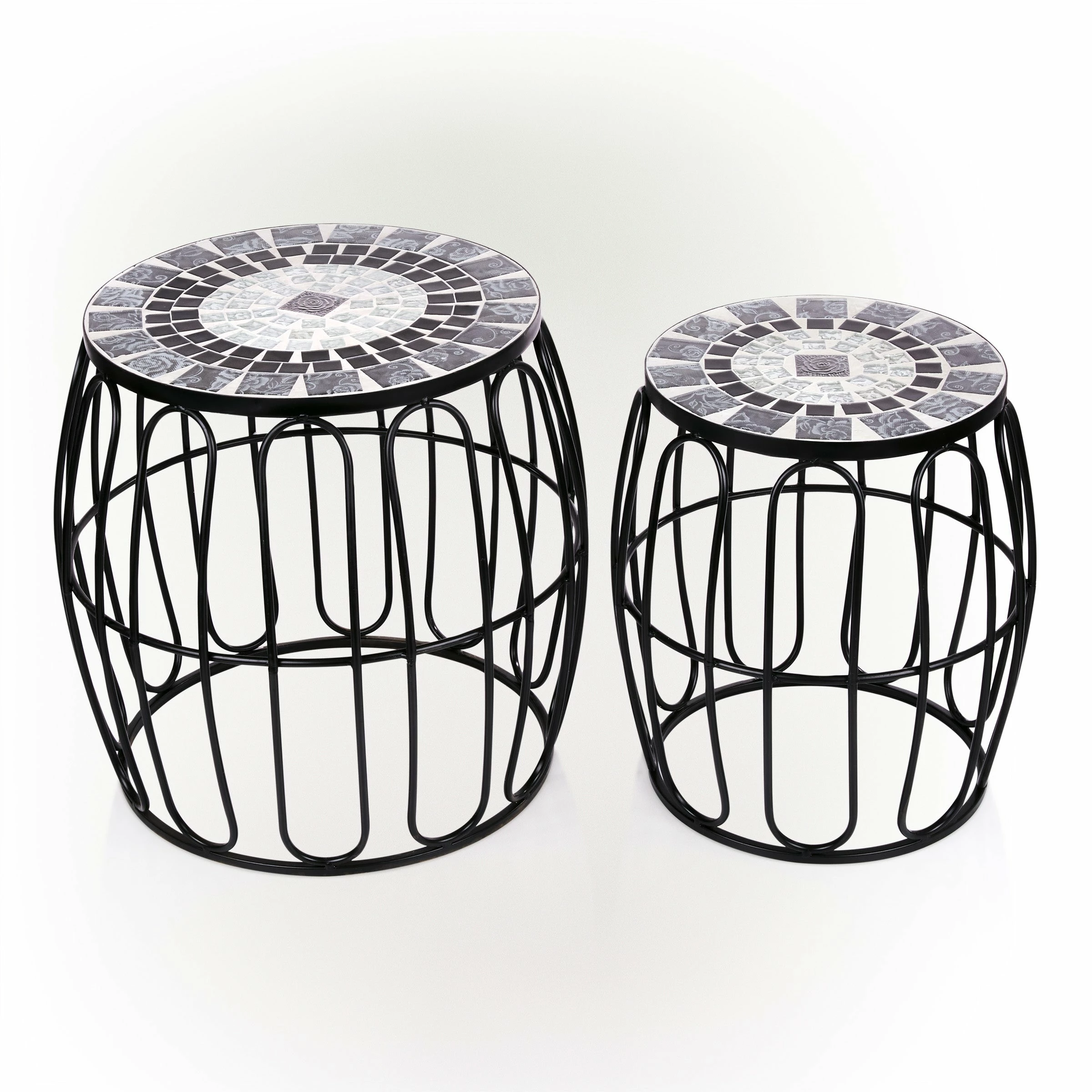 Best reviews of π Alpine Corporation Indoor/Outdoor Metal And Mosaic Tile Planter Stands, Gray/Black (Set Of 2) π - Image 2