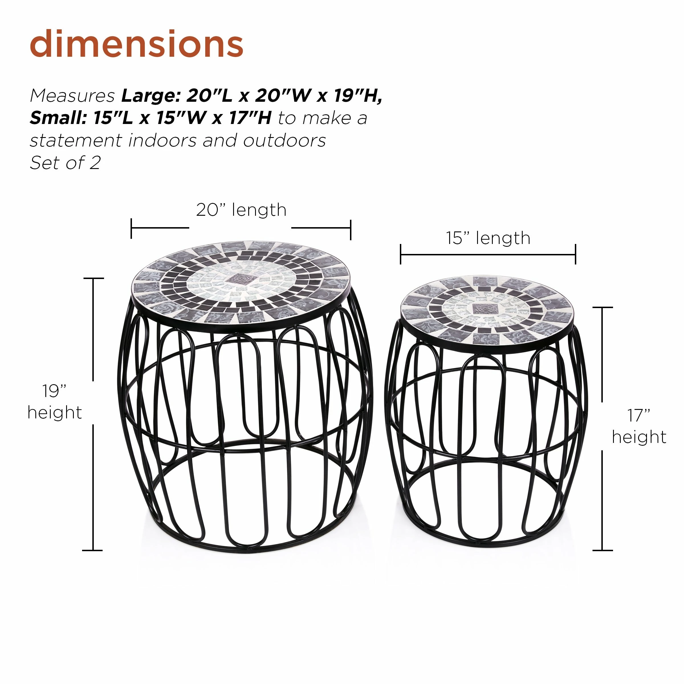 Best reviews of π Alpine Corporation Indoor/Outdoor Metal And Mosaic Tile Planter Stands, Gray/Black (Set Of 2) π - Image 3