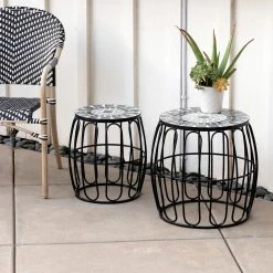 Best reviews of 😍 Alpine Corporation Indoor/Outdoor Metal And Mosaic Tile Planter Stands, Gray/Black (Set Of 2) 😉