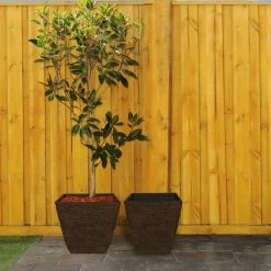 Budget π€© Alpine Corporation Indoor/Outdoor Stone-look Squared Planter, Large, Brown (Set Of 2) π