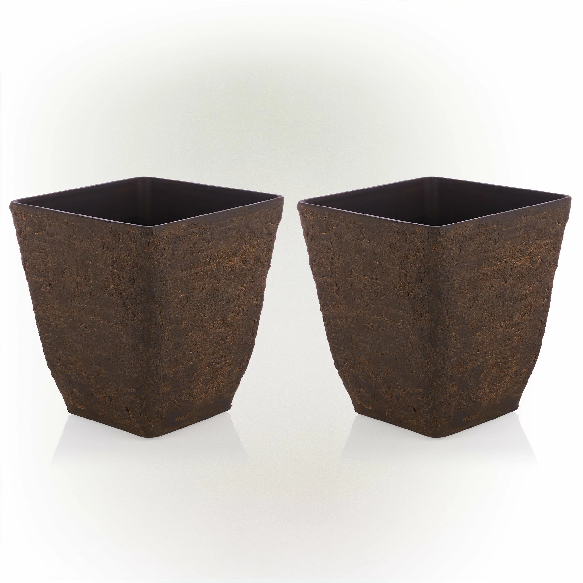 Budget π€© Alpine Corporation Indoor/Outdoor Stone-look Squared Planter, Large, Brown (Set Of 2) π - Image 5