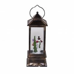 Best deal ⭐ Alpine Corporation 11"H Indoor Lantern Snowman Snow Globe Holiday Decoration With LED Light, Bronze Black 🎁 -Alpine Corporation Sales Alpine Corporation Lantern Snow Globe with Warm White LED Light 12