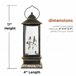 Best deal ⭐ Alpine Corporation 11"H Indoor Lantern Snowman Snow Globe Holiday Decoration With LED Light, Bronze Black 🎁 -Alpine Corporation Sales Alpine Corporation Lantern Snow Globe with Warm White LED Light 2