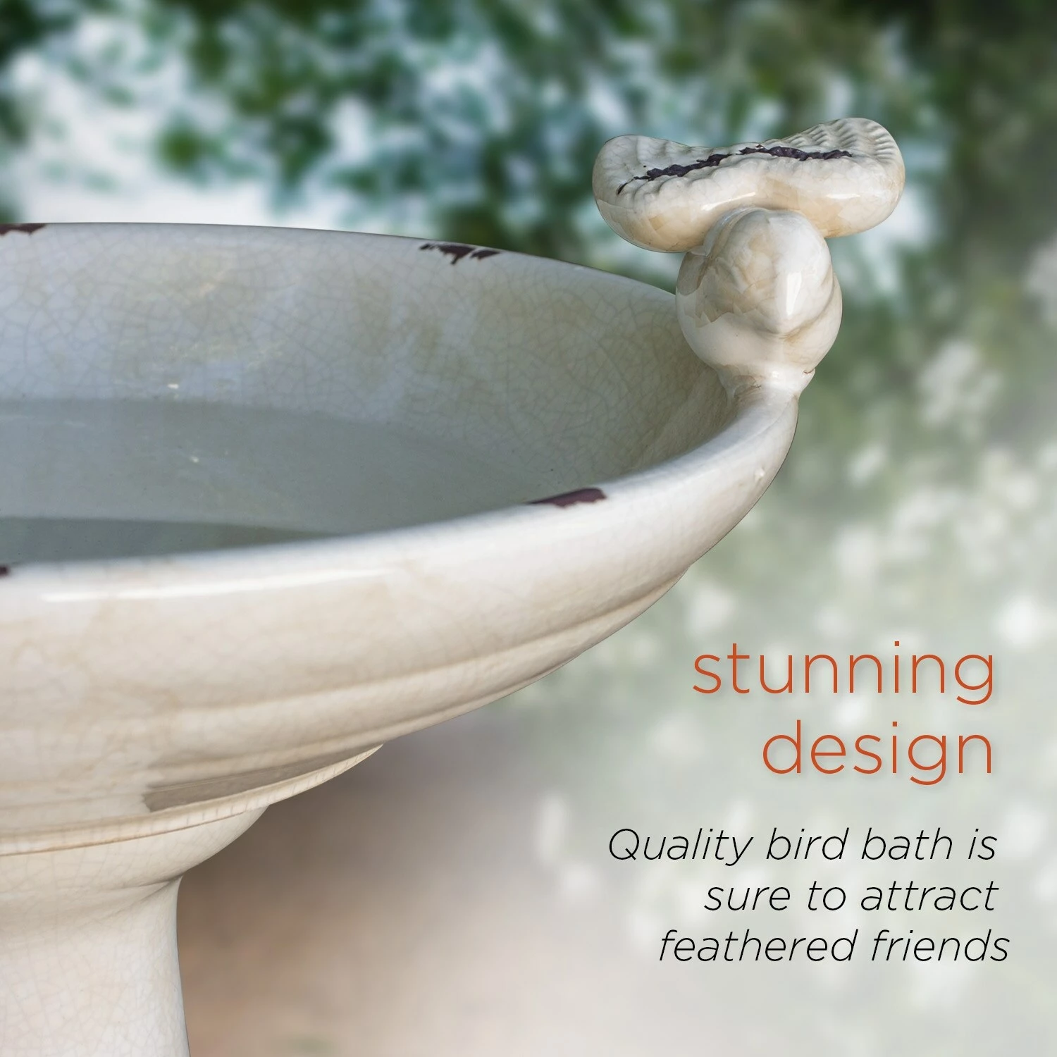 Hot Sale π― Alpine Corporation 25" Tall Outdoor Antique Ceramic Birdbath With Bird Figurines Yard Statue, Light Brown β 7 Hot Sale π― Alpine Corporation 25" Tall Outdoor Antique Ceramic Birdbath With Bird Figurines Yard Statue, Light Brown β - Image 5