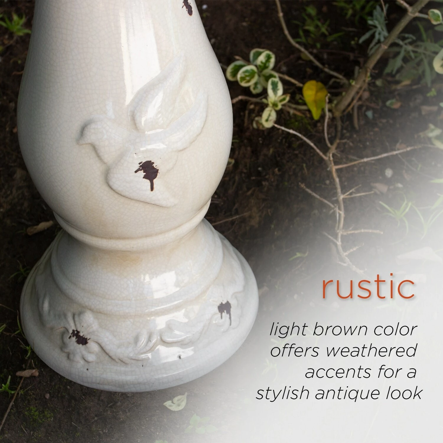 Hot Sale π― Alpine Corporation 25" Tall Outdoor Antique Ceramic Birdbath With Bird Figurines Yard Statue, Light Brown β 8 Hot Sale π― Alpine Corporation 25" Tall Outdoor Antique Ceramic Birdbath With Bird Figurines Yard Statue, Light Brown β - Image 6