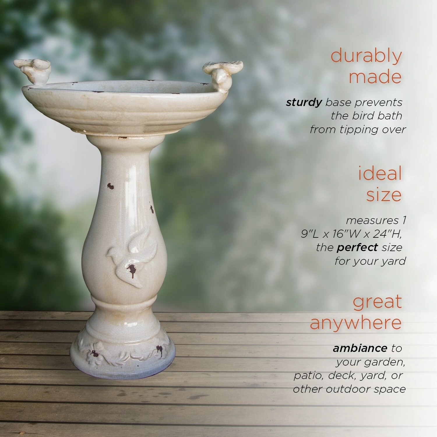 Hot Sale π― Alpine Corporation 25" Tall Outdoor Antique Ceramic Birdbath With Bird Figurines Yard Statue, Light Brown β 9 Hot Sale π― Alpine Corporation 25" Tall Outdoor Antique Ceramic Birdbath With Bird Figurines Yard Statue, Light Brown β - Image 7