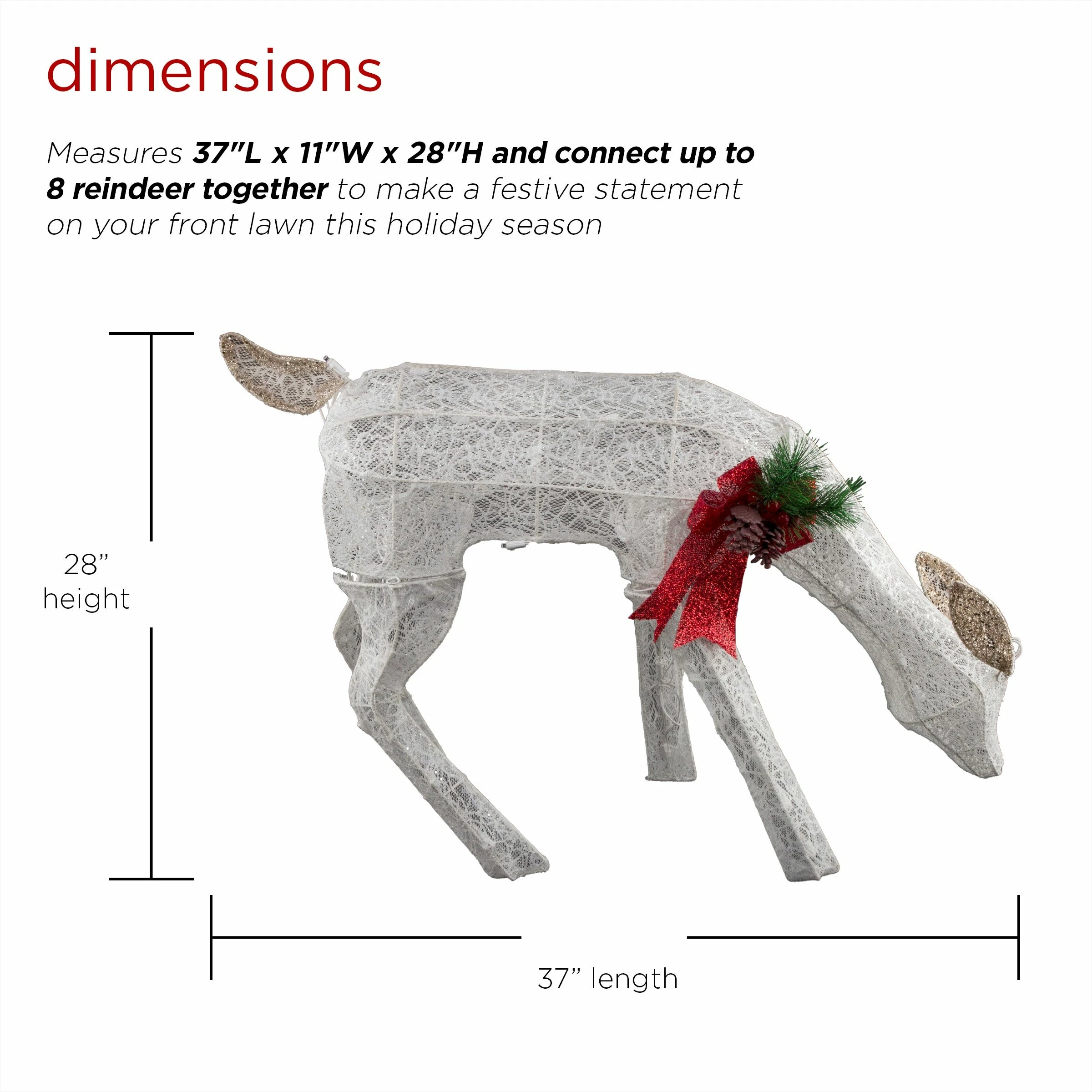 Discount β Alpine Corporation Mesh Holiday Reindeer Lawn Decoration With Cool White Lights π - Image 3