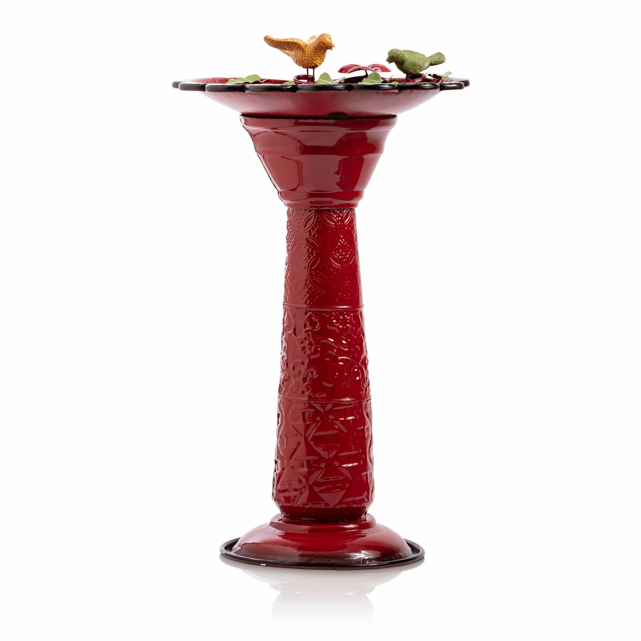 Best deal 𧨠Alpine Corporation 28" Tall Outdoor Metal Birdbath With Birds And Leaves Yard Statue Decoration, Red π€© - Image 8