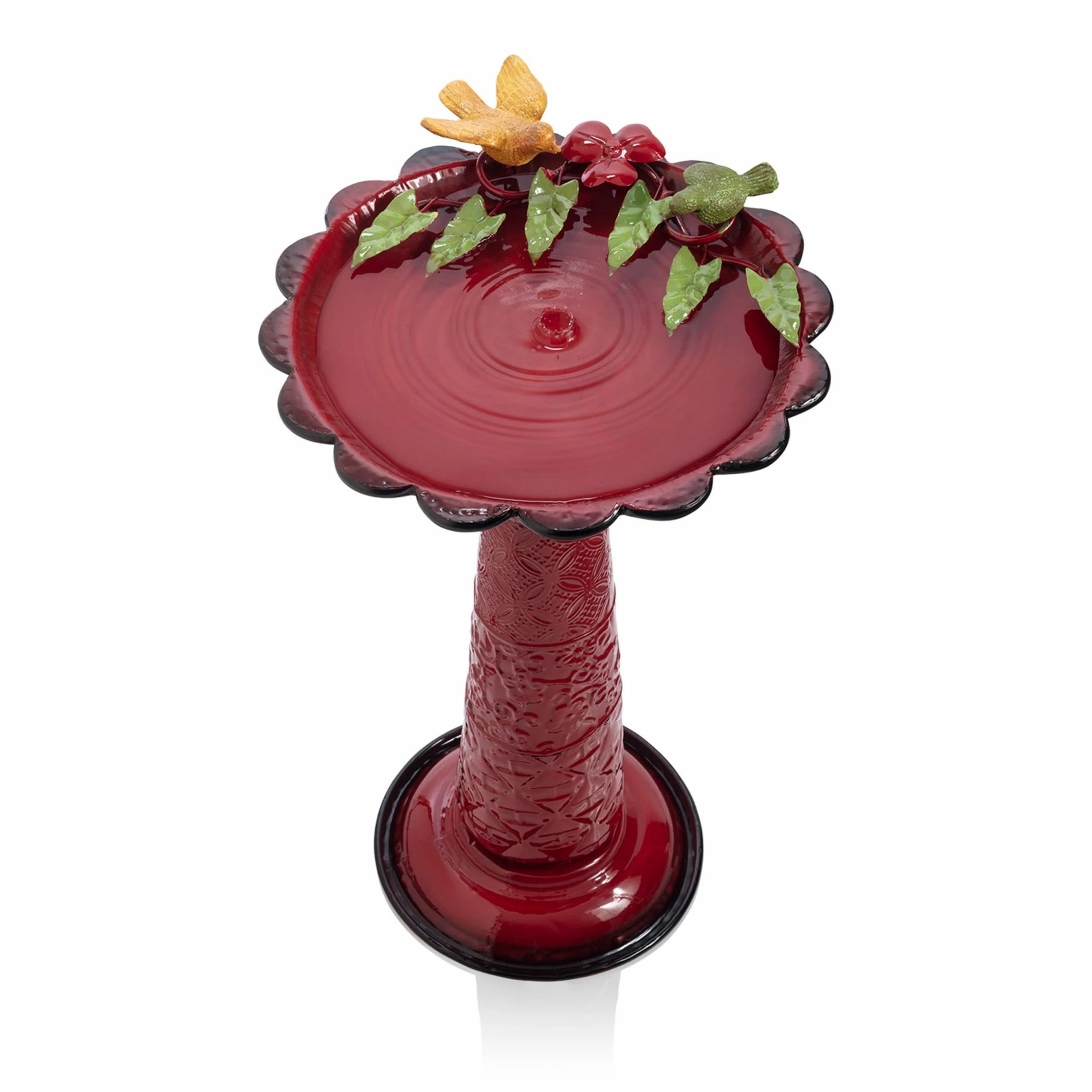 Best deal 𧨠Alpine Corporation 28" Tall Outdoor Metal Birdbath With Birds And Leaves Yard Statue Decoration, Red π€© - Image 9