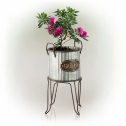 Best reviews of ✔️ Alpine Corporation 20" Tall Outdoor Large Metal Flower Can Planter With Stand - 12x11x20 🥰 -Alpine Corporation Sales Alpine Corporation Metal Garden Flower Planter with Stand2C 19 Inches 2