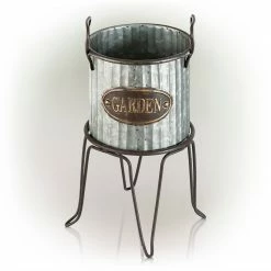 Best reviews of ✔️ Alpine Corporation 20" Tall Outdoor Large Metal Flower Can Planter With Stand - 12x11x20 🥰 -Alpine Corporation Sales Alpine Corporation Metal Garden Flower Planter with Stand2C 19 Inches 4